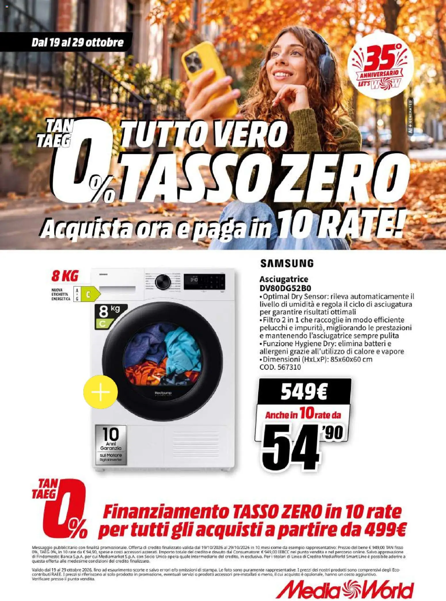 Volantino Media World del 19/10/2026 | Pagina: 63 | Prodotti: Asciugatrice, Samsung