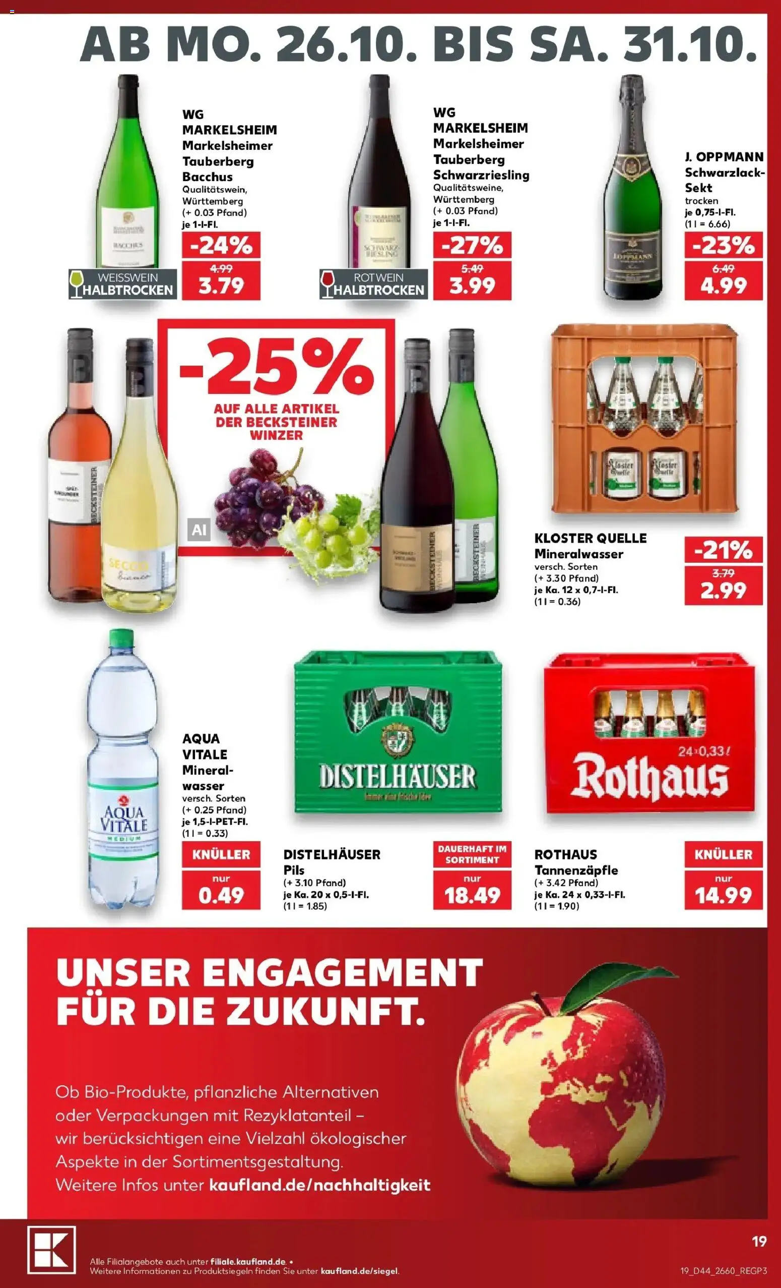 Prospekt Kaufland ab 26.10.2026 » Angebote Online zum Blättern | Seite: 23 | Produkte: Sekt, Pils, Mineralwasser, Wasser
