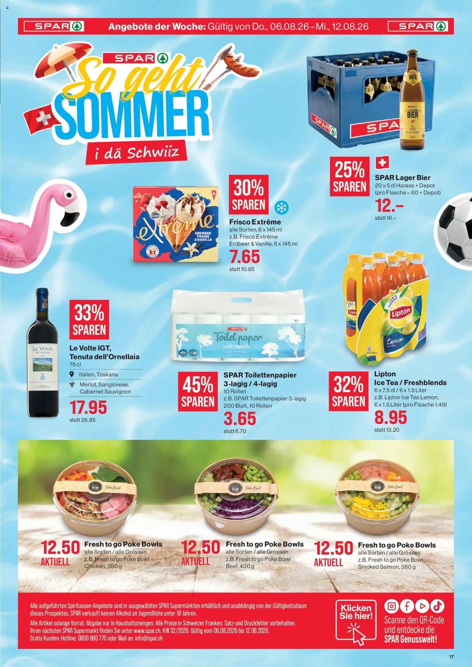 SPAR aktionen – gültig ab 06.08.2026 | Seite: 17 | Produkte: Bier, Toilettenpapier