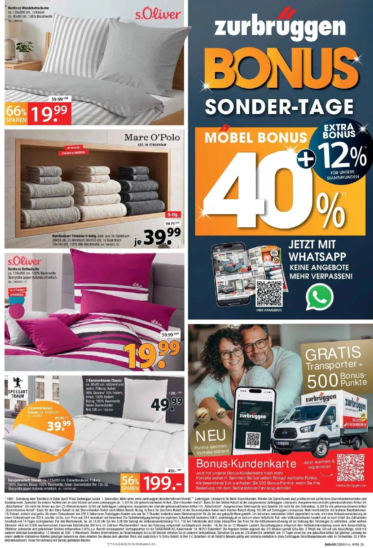 Zurbrüggen Bonus Sonder-Tage – gültig ab 22.08.2026 | Seite: 3 | Produkte: Kissen, Bettwäsche, Uhr