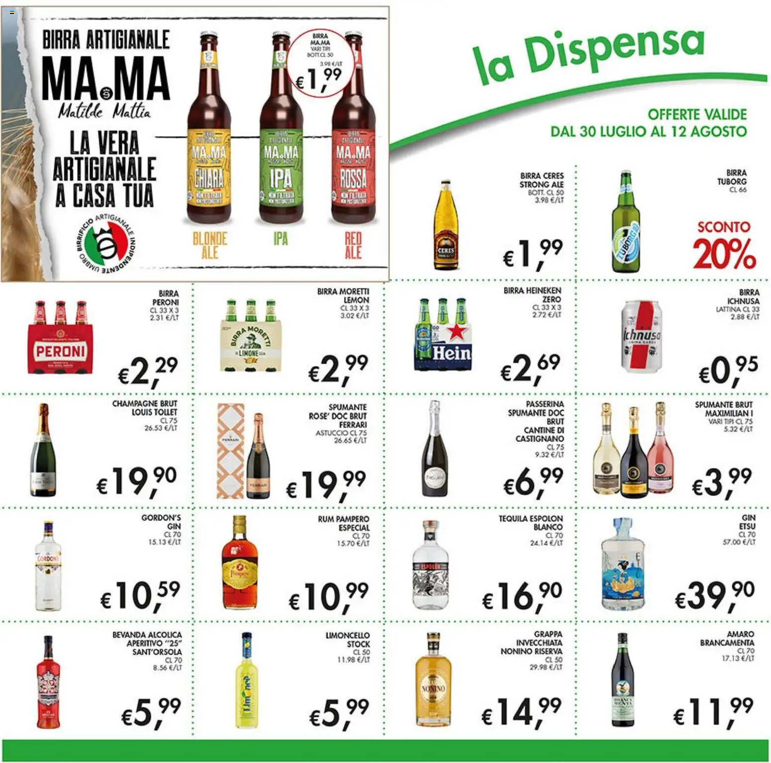 Volantino Coal del 30/07/2026 | Pagina: 14 | Prodotti: Birra Moretti, Rum, Tequila, Grappa