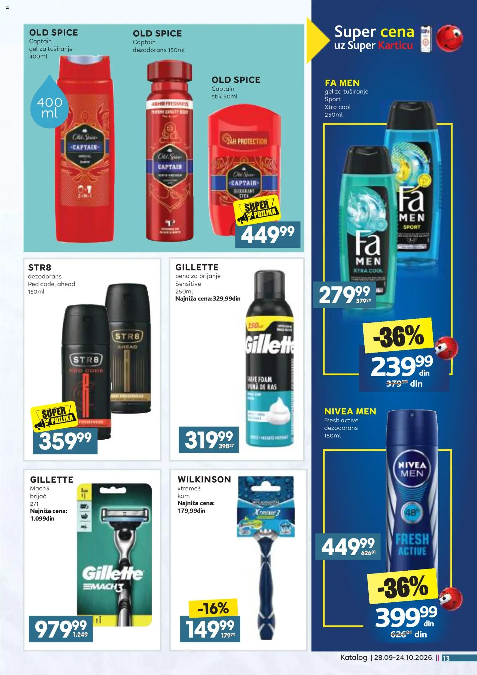 Idea katalog - važi od 28.09.2026 | Strana: 13 | Proizvode: Gillette, Brijač, Nivea, Gel za tuširanje