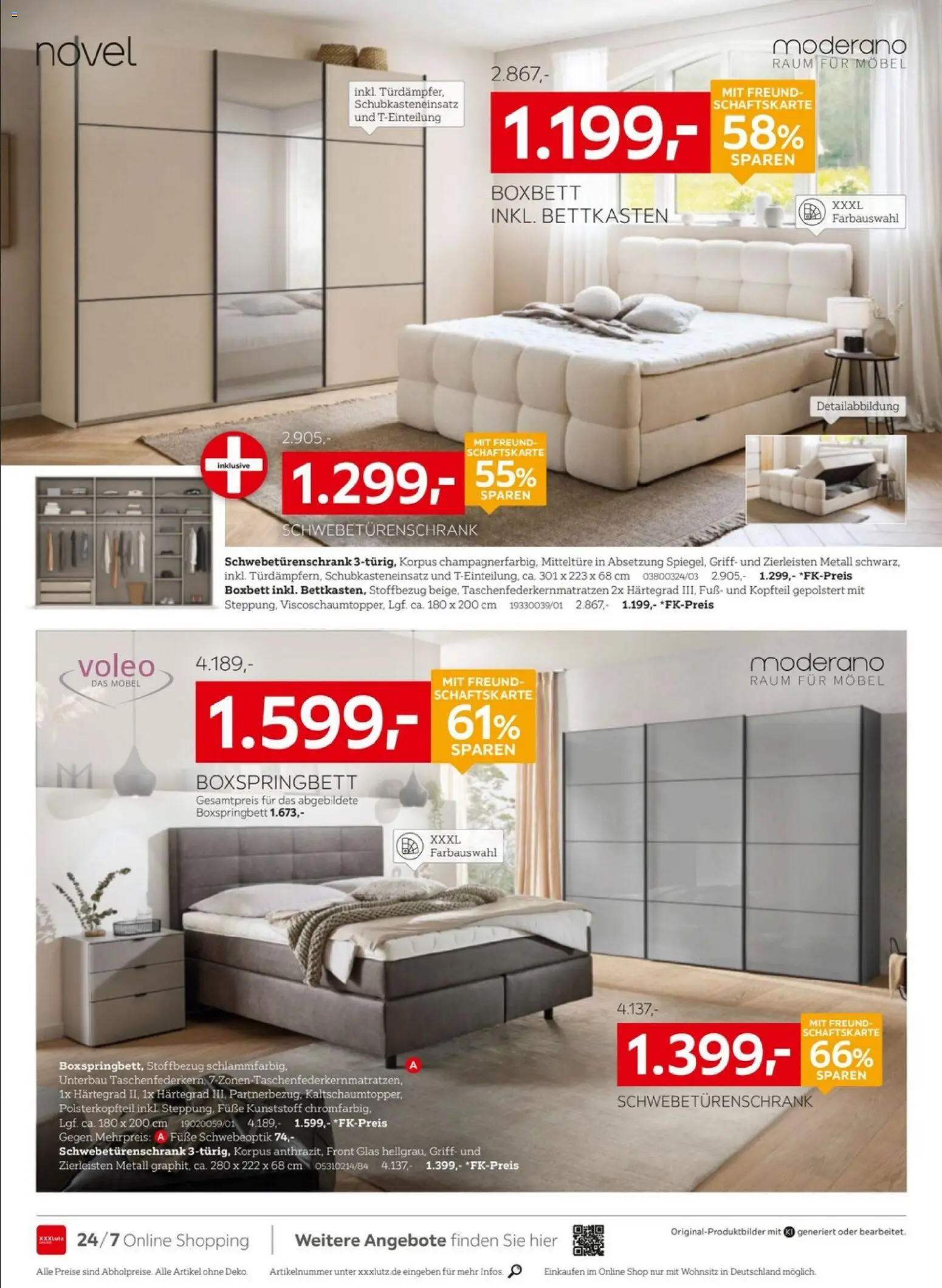 XXXLutz Red Shopping Week – gültig ab 03.10.2026 | Seite: 13 | Produkte: Schwebetürenschrank, Boxspringbett