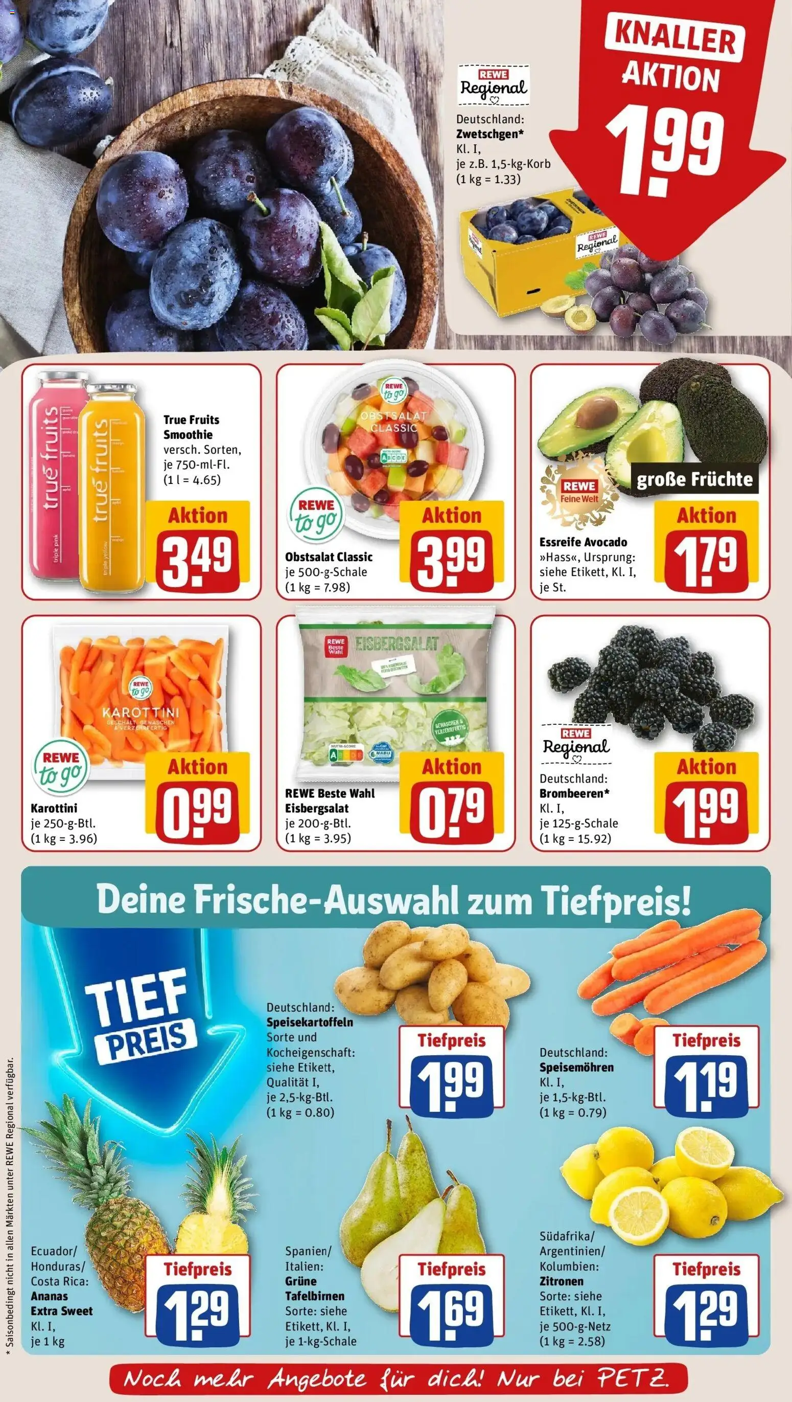 REWE Prospekt ab 17.08.2026 zum Blättern » Angebote | Seite: 8 | Produkte: Ananas, Eisbergsalat, Avocado, Zitronen