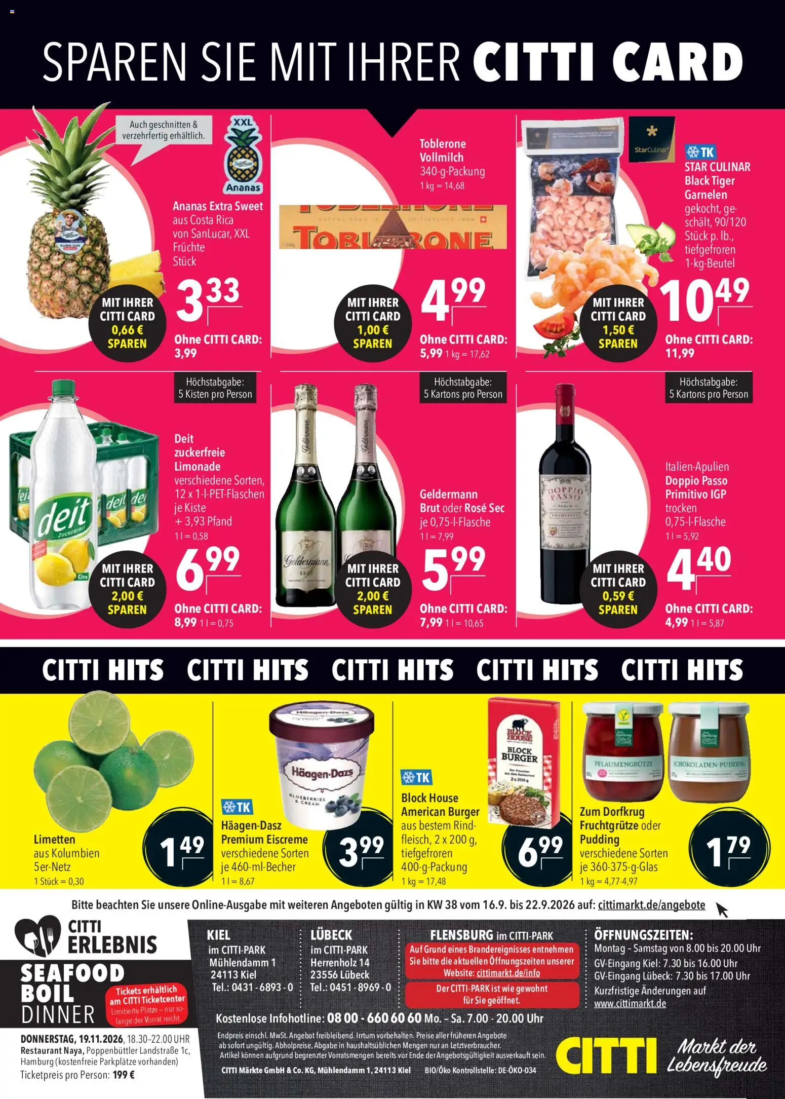 CITTI Markt Prospekt – gültig ab 16.09.2026 | Seite: 20 | Produkte: Ananas, Garnelen, Eiscreme, Uhr