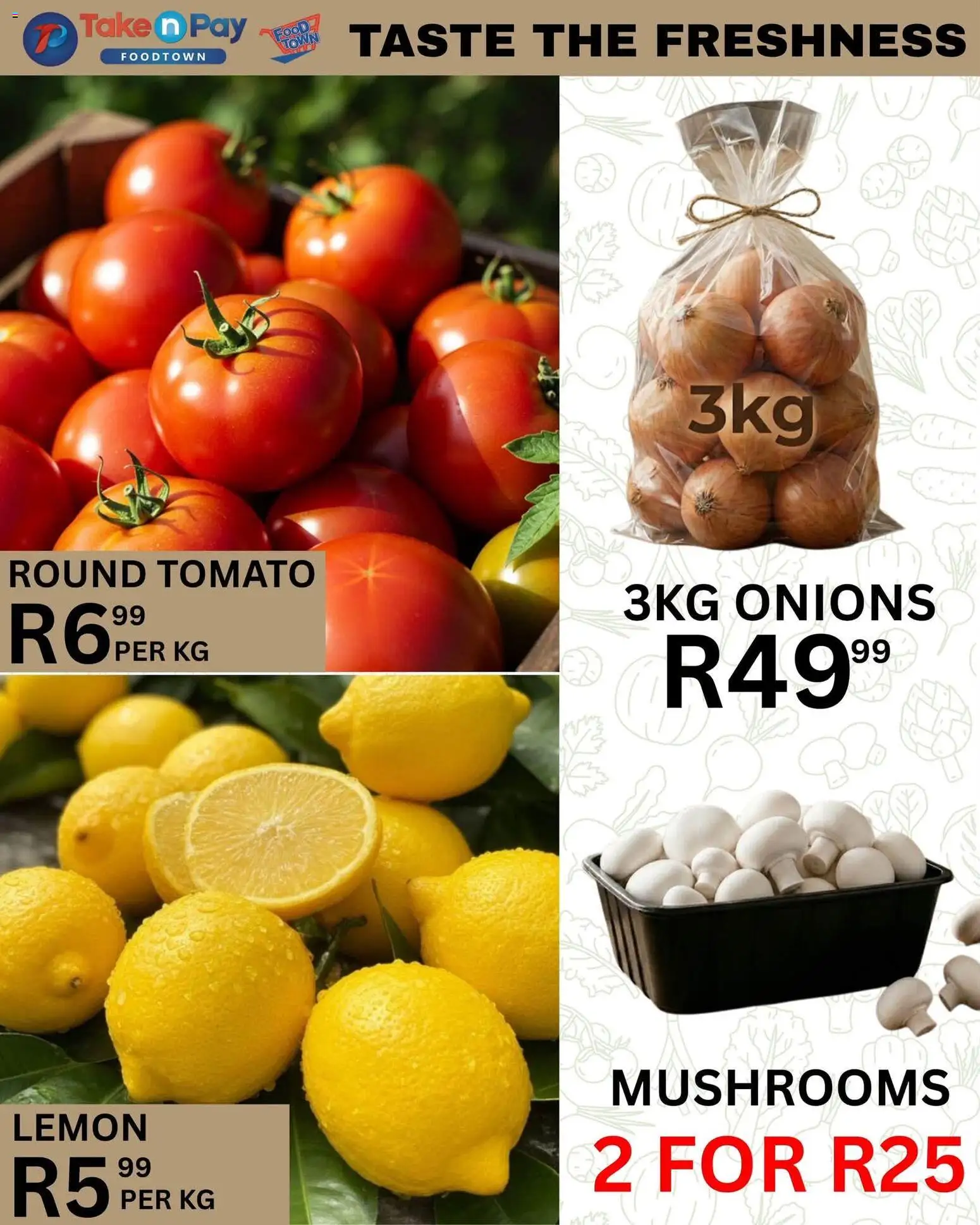 New Take n Pay catalogue – valid from 21/08/2026 | Page: 19 | Products: Mushrooms, Onions, Lemon