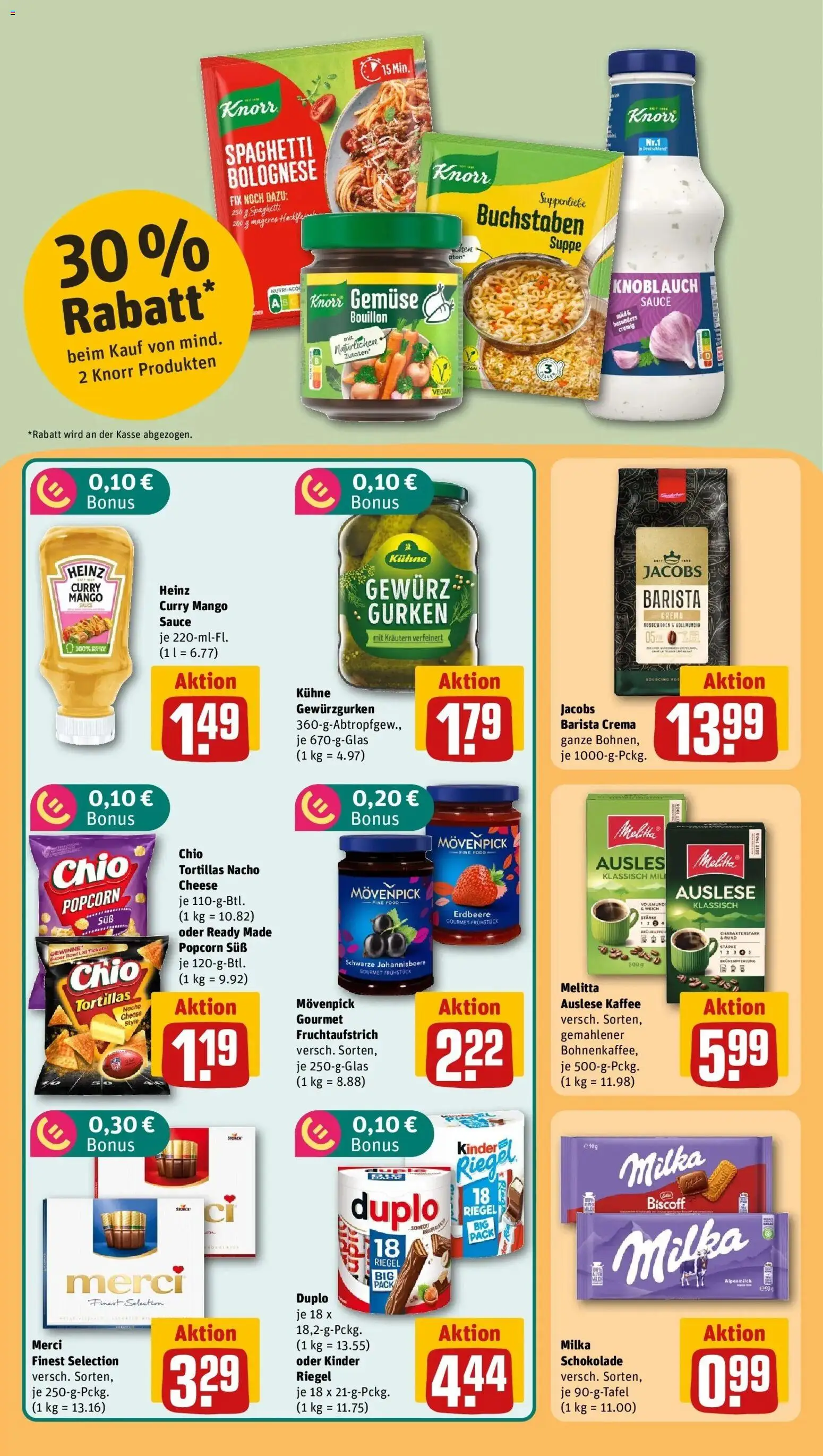 REWE Prospekt ab 14.09.2026 zum Blättern » Angebote | Seite: 14 | Produkte: Melitta, Spaghetti, Knoblauch, Duplo riegel