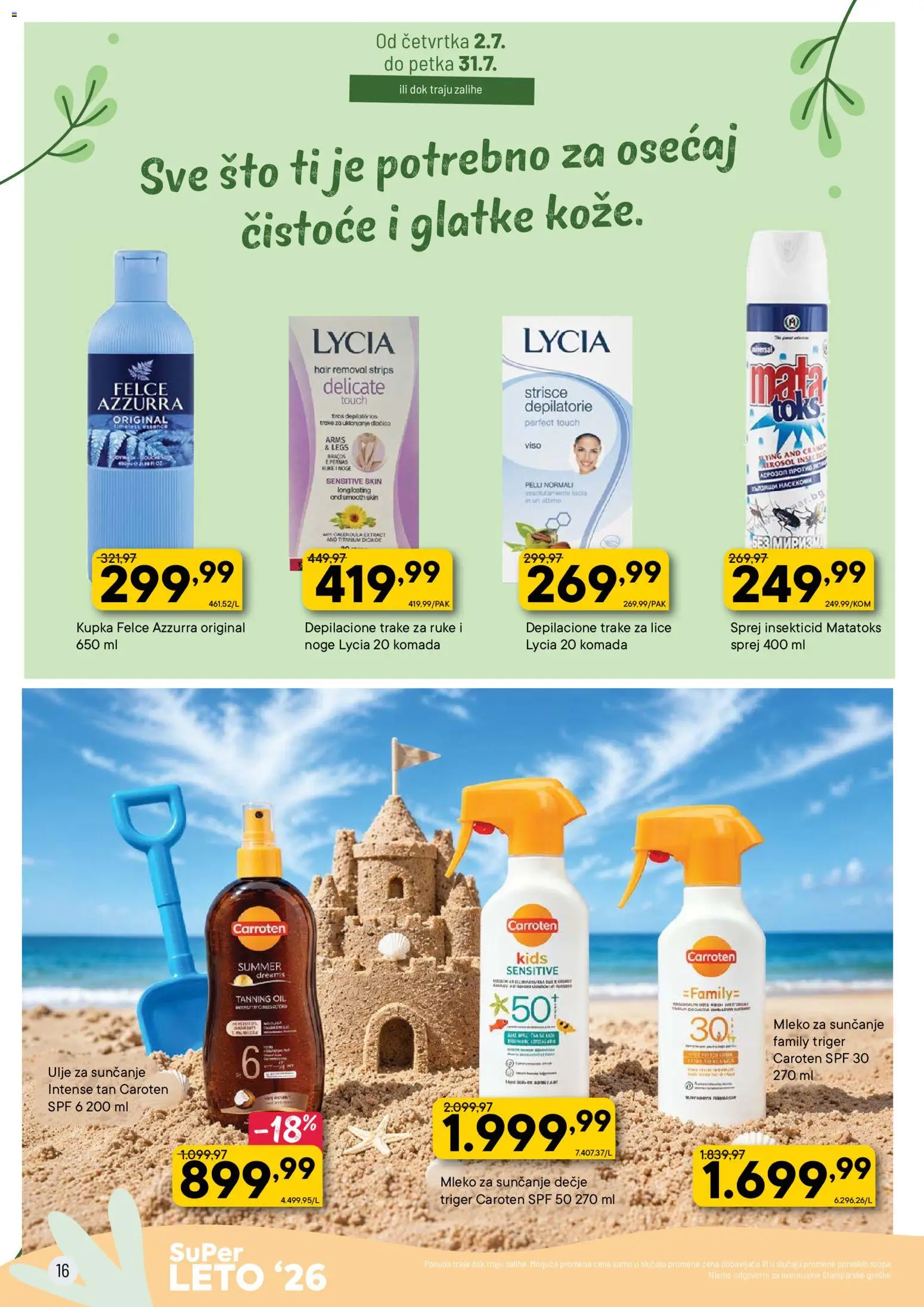PerSu katalog - važi od 02.07.2026 | Strana: 16 | Proizvode: Sto, Mleko, Ulje, Felce azzurra