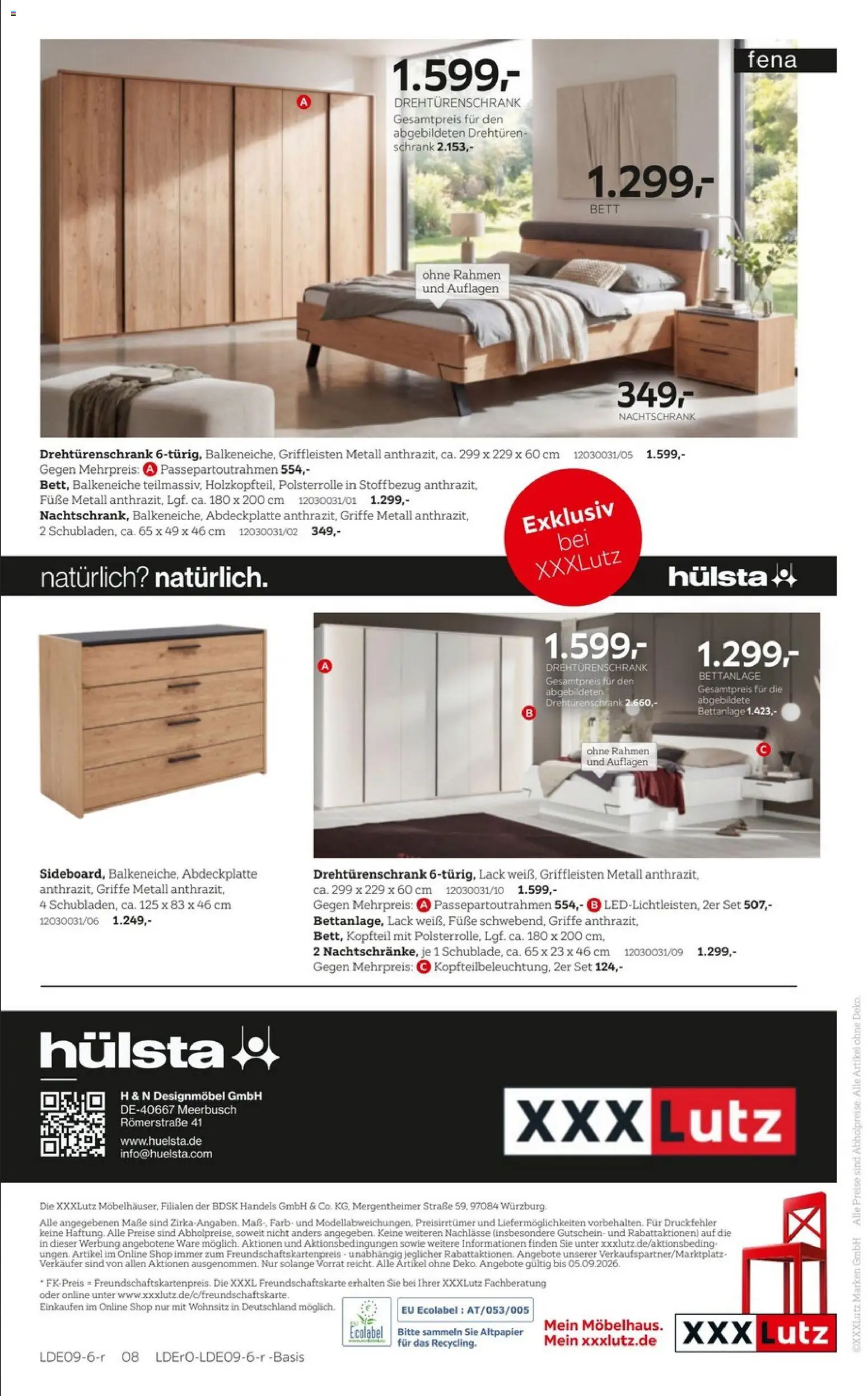 XXXLutz Hülsta Spezial – gültig ab 22.08.2026 | Seite: 8 | Produkte: Bett, Drehtürenschrank, Schrank