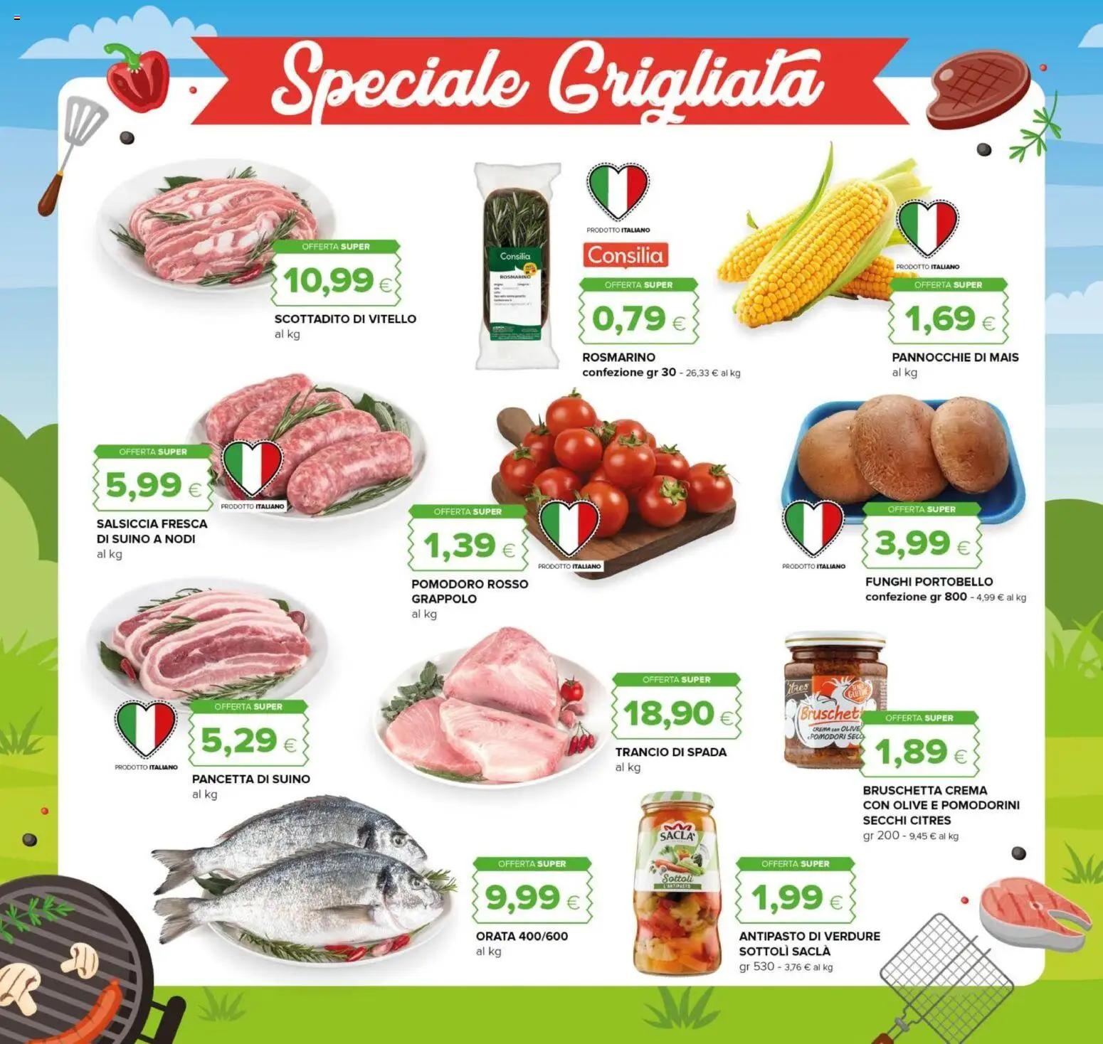 Volantino Oasi del 10/08/2026 | Pagina: 4 | Prodotti: Scottadito, Pomodoro, Salsiccia, Pomodori