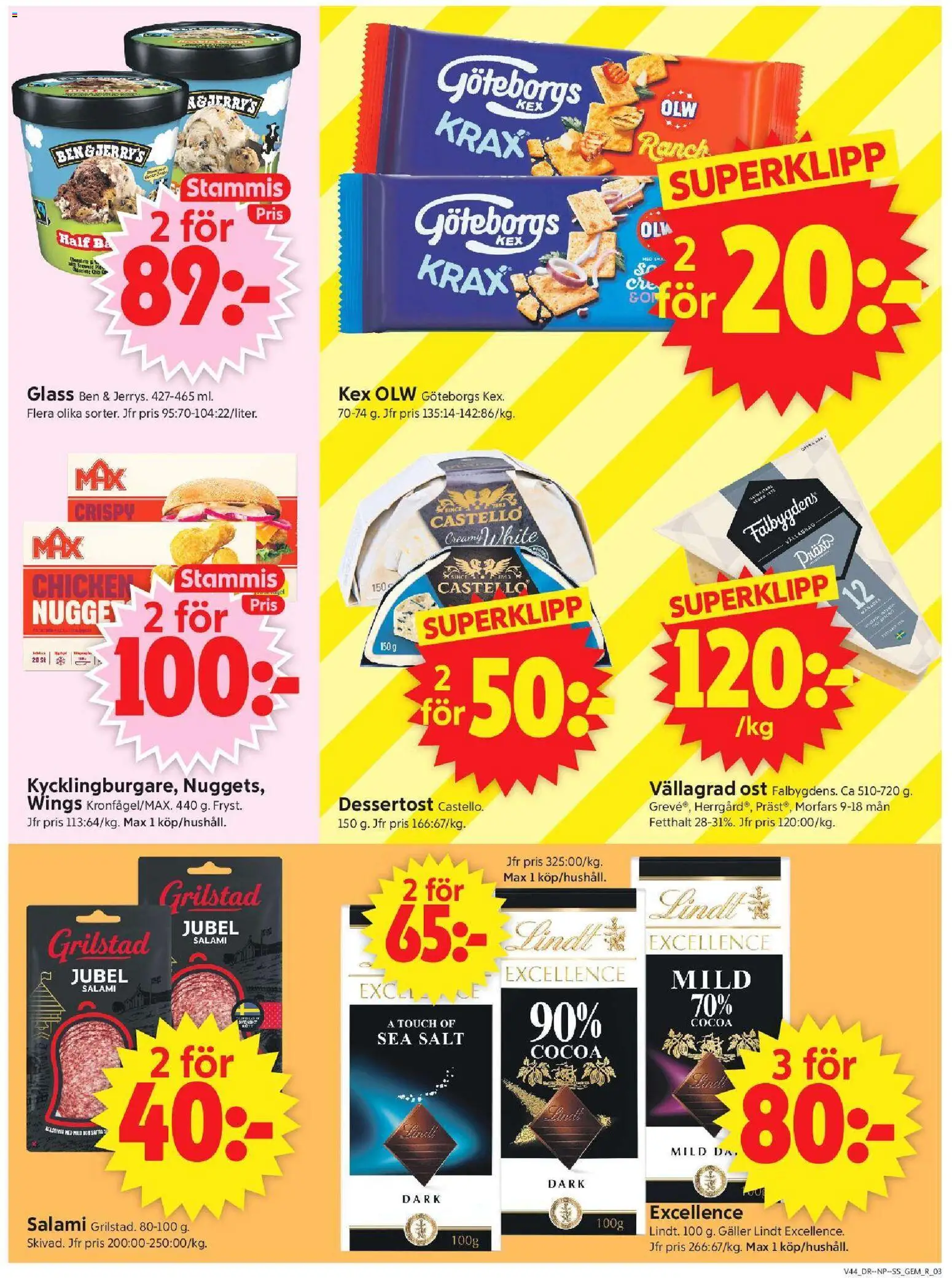 ICA Supermarket reklamblad aktuell från 26/10/2026 | Sida: 3 | Produkter: Gem, Lindt, Kex, Salami