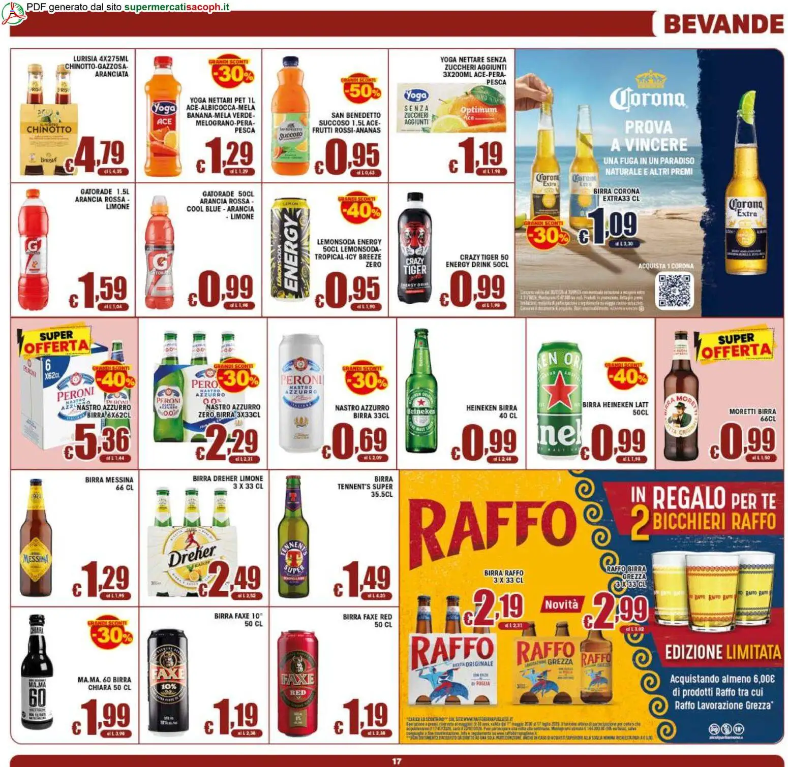 Volantino Sacoph del 29.05.2026 | Pagina: 17 | Prodotti: Birra, Birra messina, Arancia, Heineken