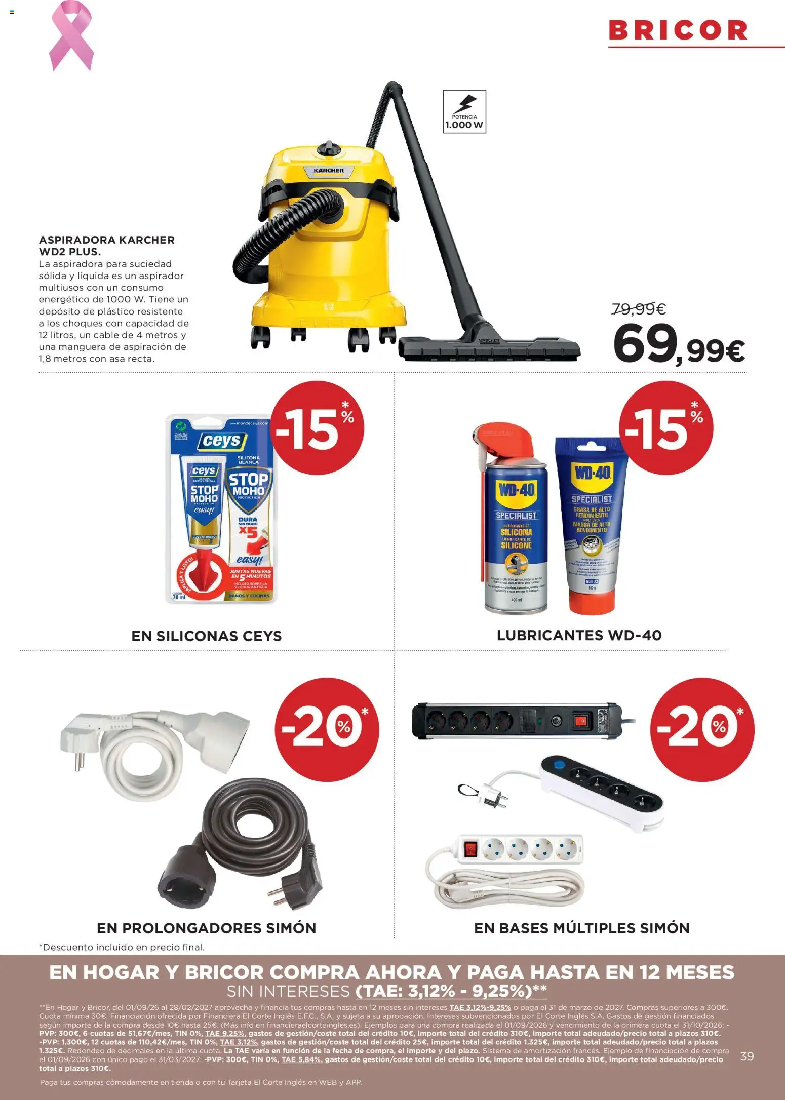 Hipercor catálogo │ válido desde el 15/10/2026 | Página: 39 | Productos: Manguera, Cable, Aspiradora, Aspirador