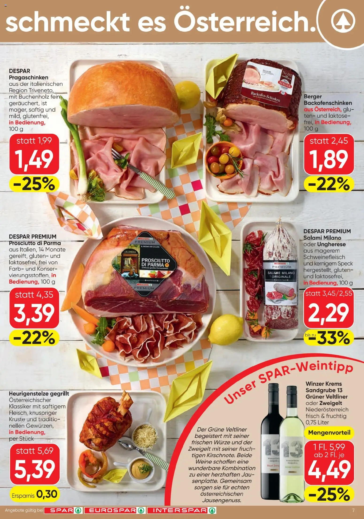 Spar - Flugblatt gültig ab 30.07.2026 | Seite: 7 | Produkte: Salami, Schweinefleisch