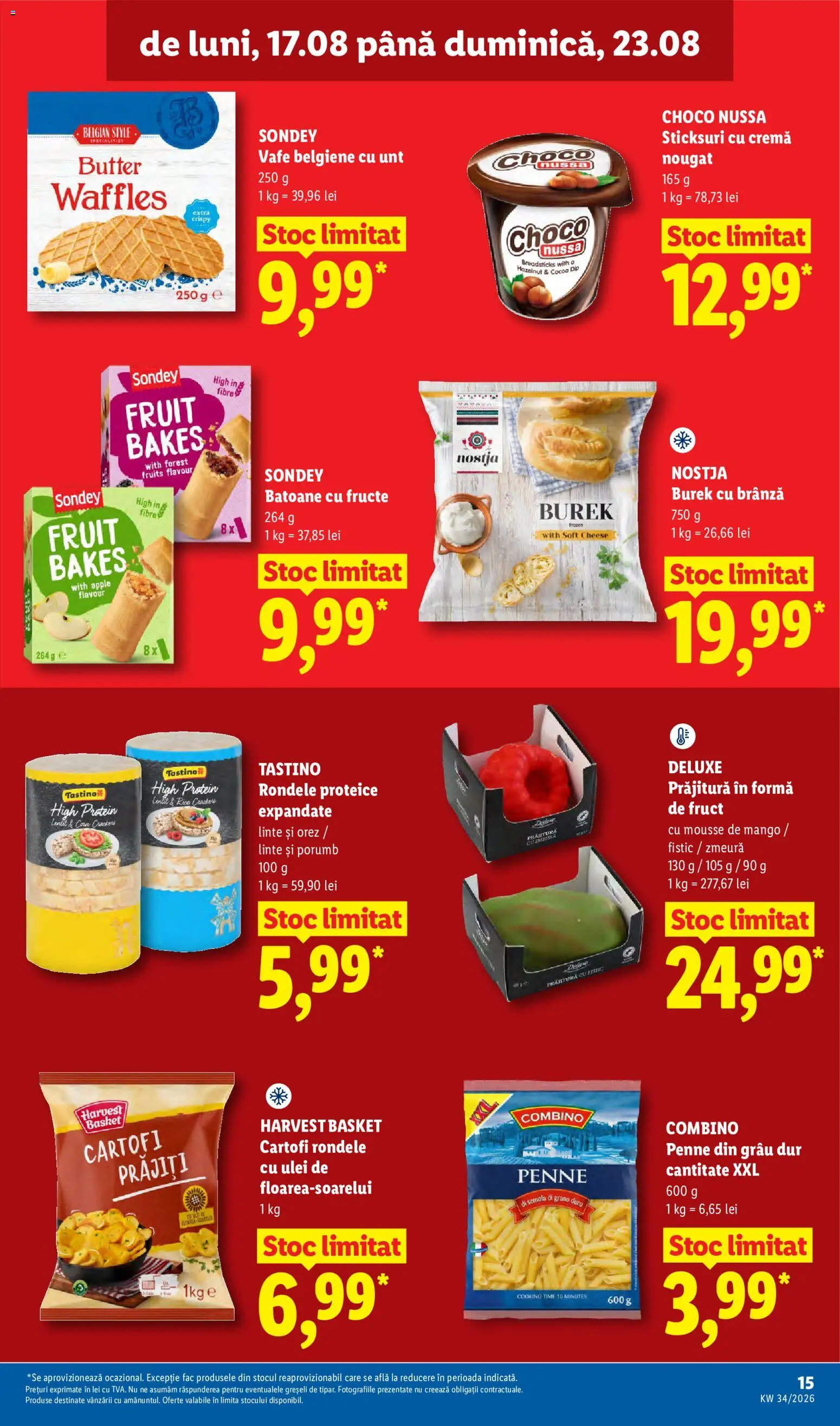 Noul catalog Lidl – valabil de la 17.08.2026 | Pagină: 15 | Produse: Vafe, Prăjitură, Apple, Cartofi