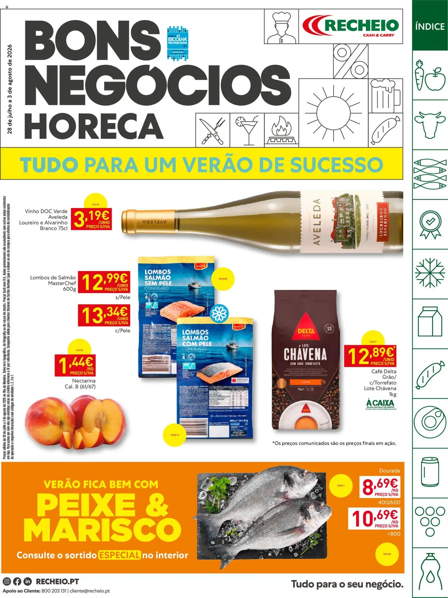 Recheio Horeca Madeira │ válido de 28/07/2026 | Página: 1 | Produtos: Salmão, Caixa, Café, Vinho