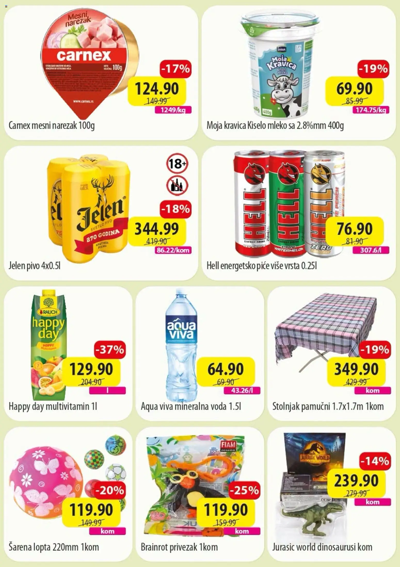 Senta Promet katalog - važi od 06.07.2026 | Strana: 2 | Proizvode: Hell, Stolnjak, Voda, Mesni narezak