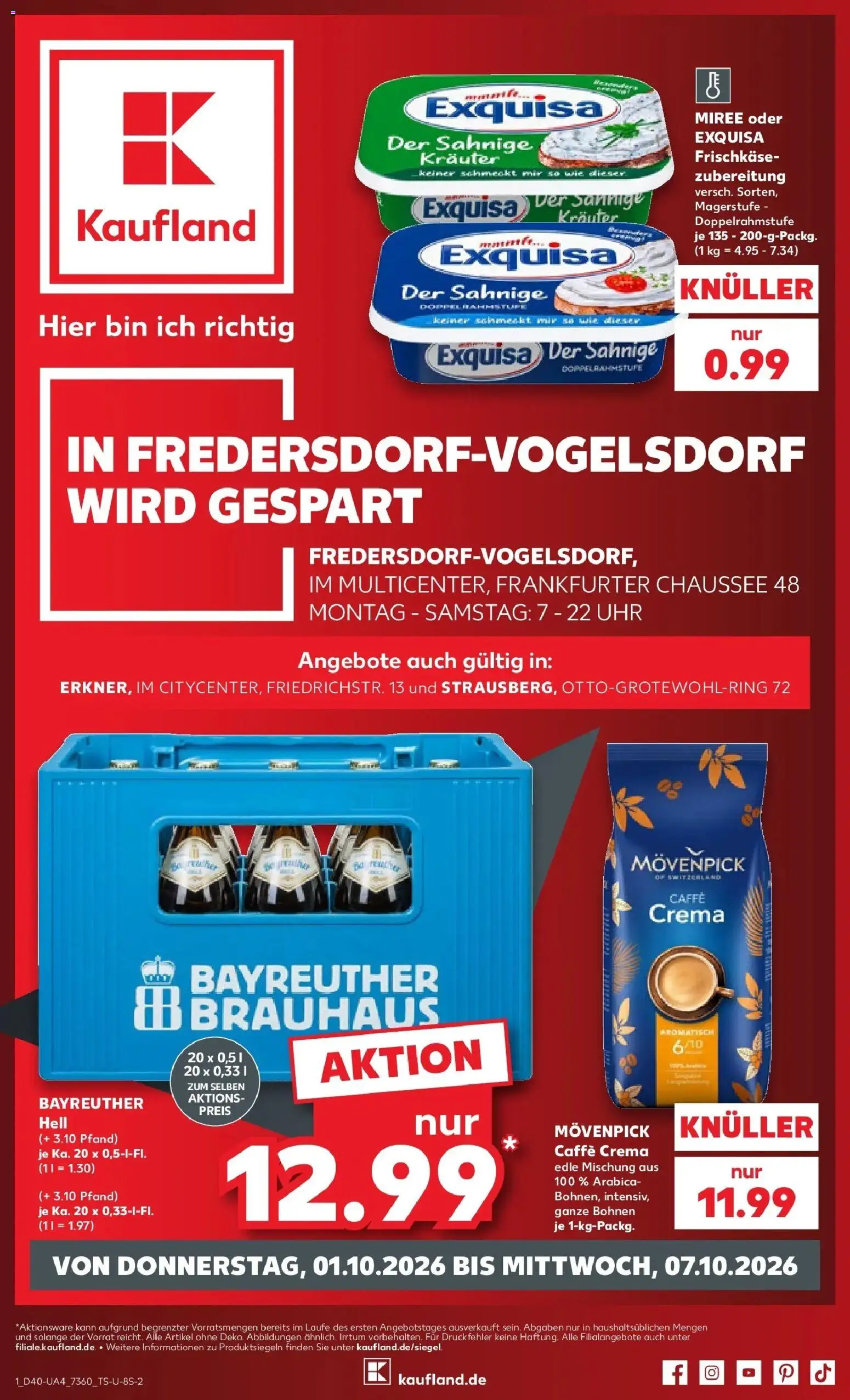 Prospekt Kaufland ab 28.09.2026 » Angebote Online zum Blättern | Seite: 11 | Produkte: Exquisa, Uhr, Frischkase