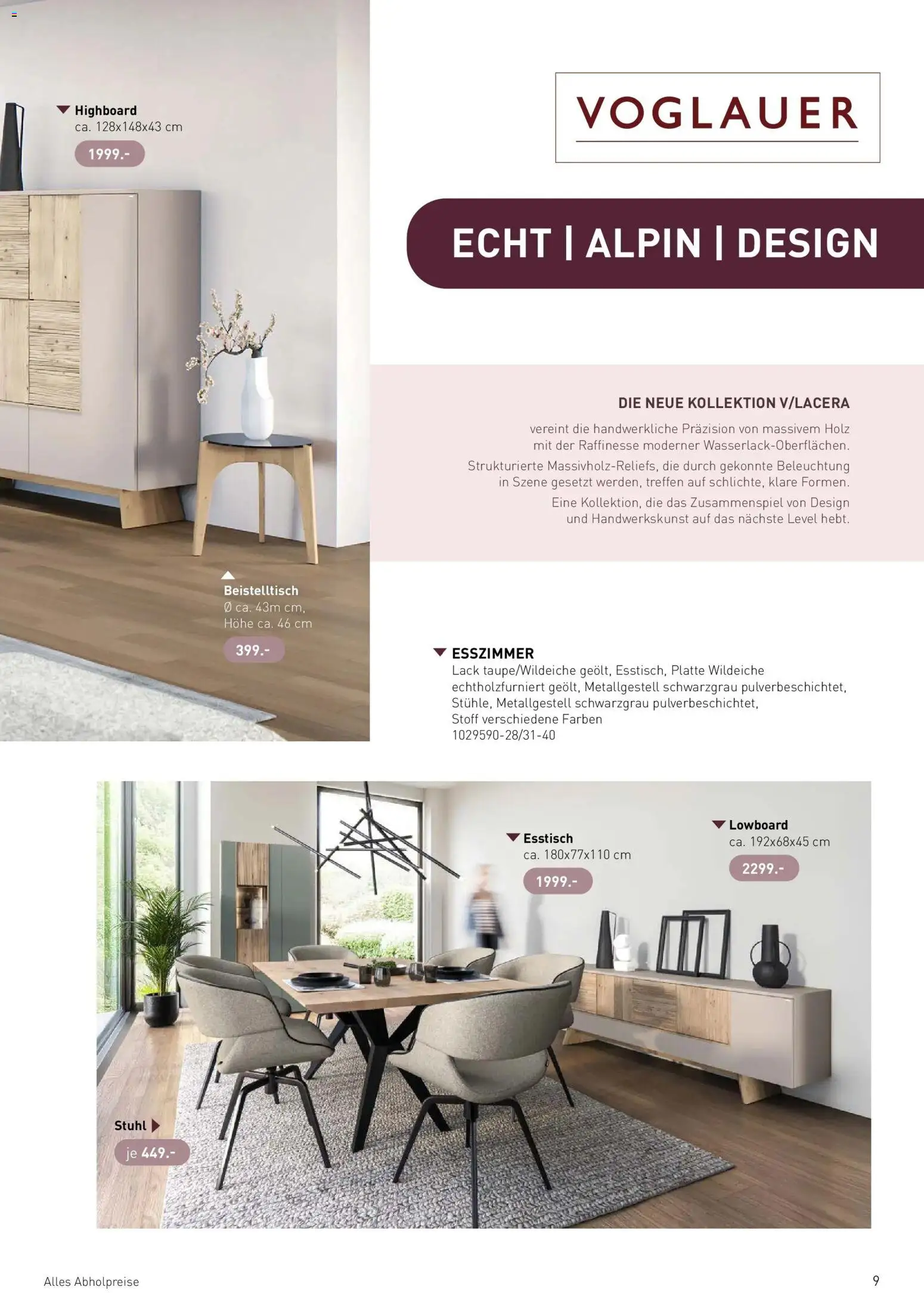 Möbel Martin Wohnen und Küchen (ab 31.08.2026) zum Blättern | Seite: 9 | Produkte: Lowboard, HIghboard, Beistelltisch, Stuhl