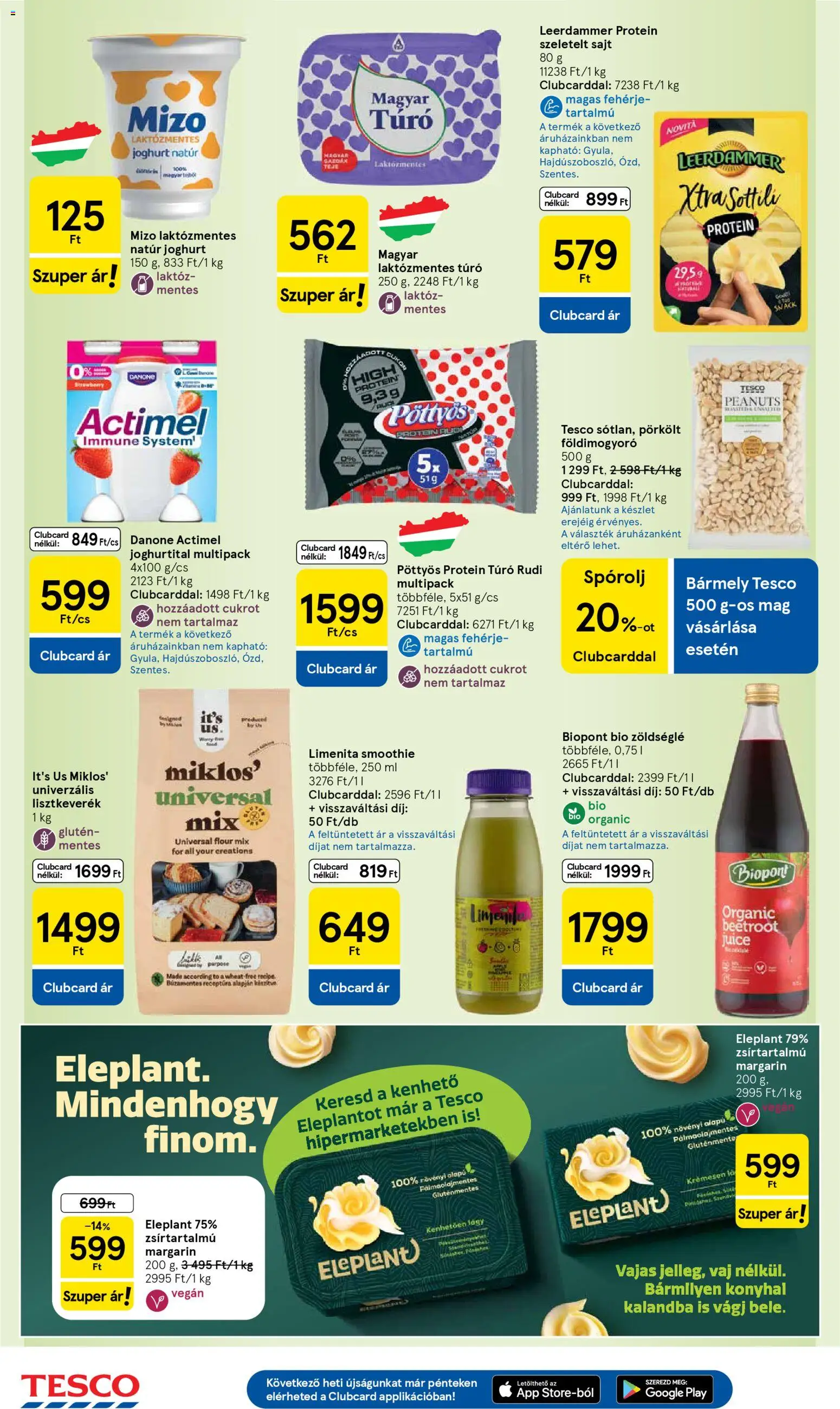 Tesco akciós ujság - amely érvényes a következő dátumtól: 16.04.2026 | Oldal: 20 | Termékek: Laktózmentes túró, Vegán, Smoothie, Túró