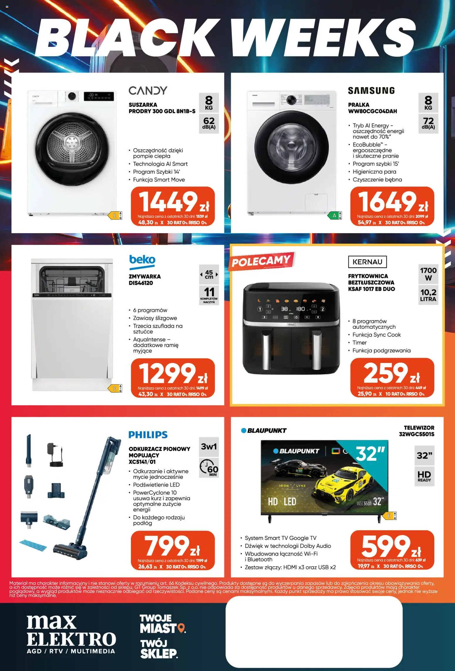 Max elektro Black Friday od 29.10.2026 | Strona: 12 | Produkty: Telewizor, Audio, Odkurzacz pionowy, Sztućce