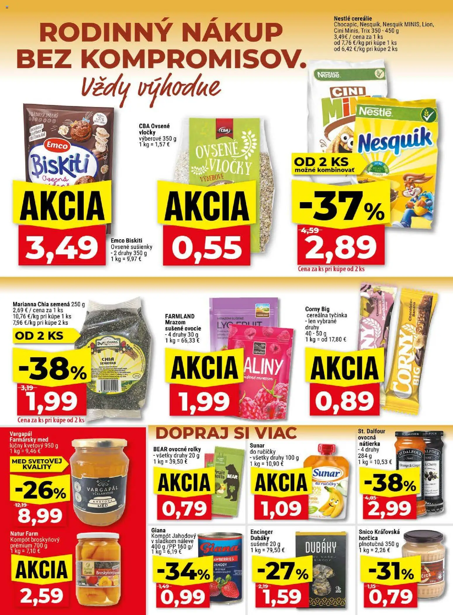 Nové Klas akcie – leták je platný od 13.04.2026 | Strana: 13 | Produkty: Sunar, Jahody, Med, Nesquik