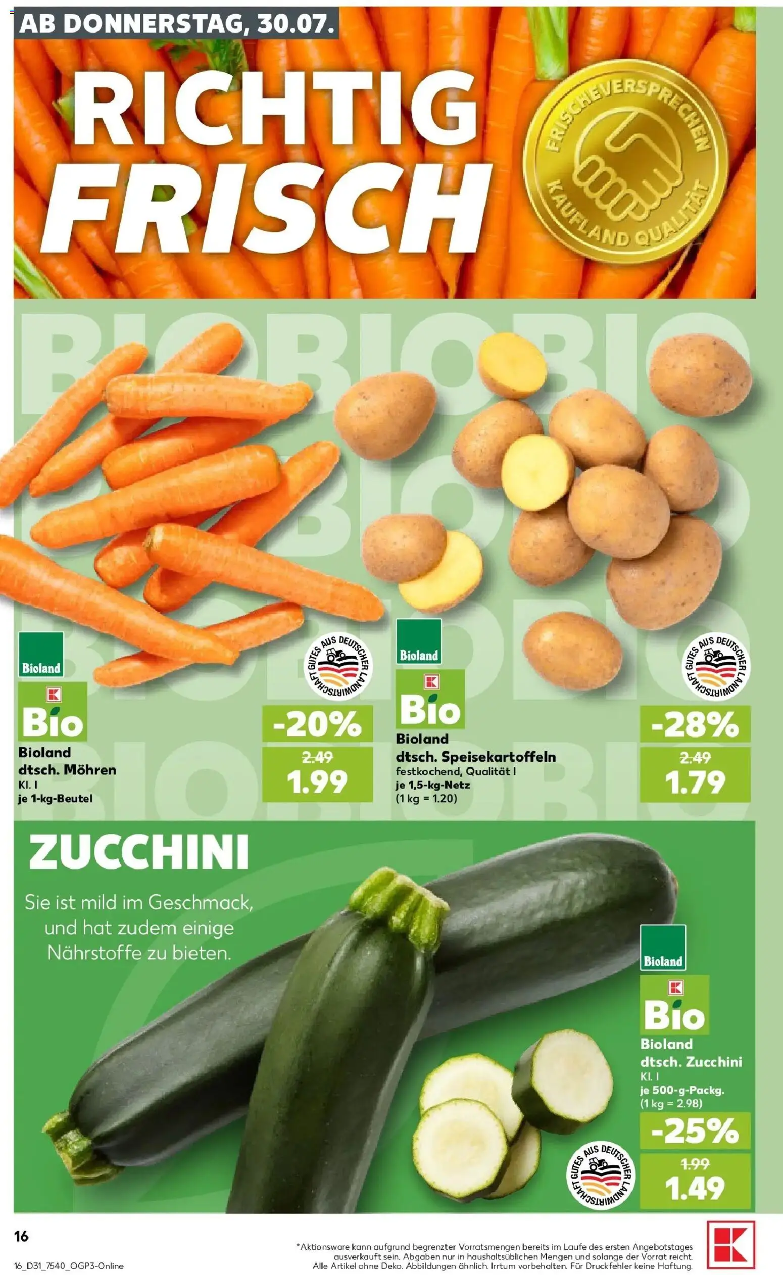 Kaufland Prospekt Eisenhüttenstadt – gültig ab 30.07.2026 | Seite: 16 | Produkte: Mohren, Zucchini