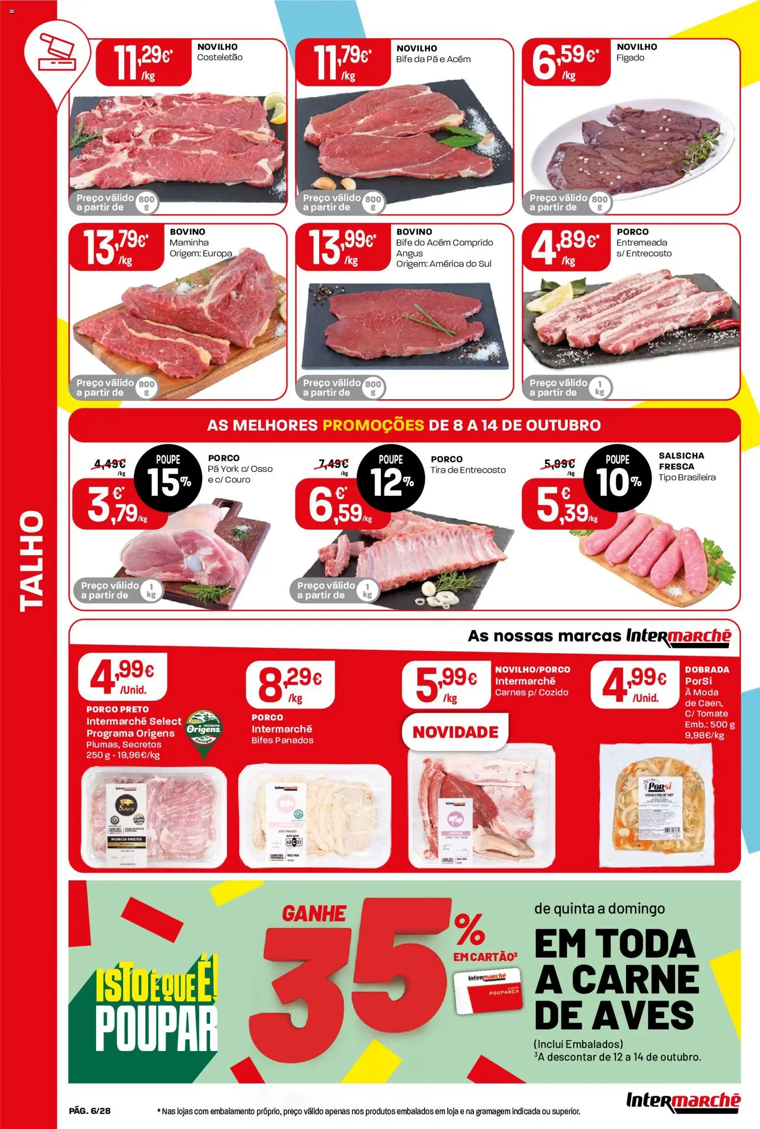 Intermarché folheto Contact │ válido de 08/10/2026 | Página: 6 | Produtos: Dobrada, Pá, Bife, Panados