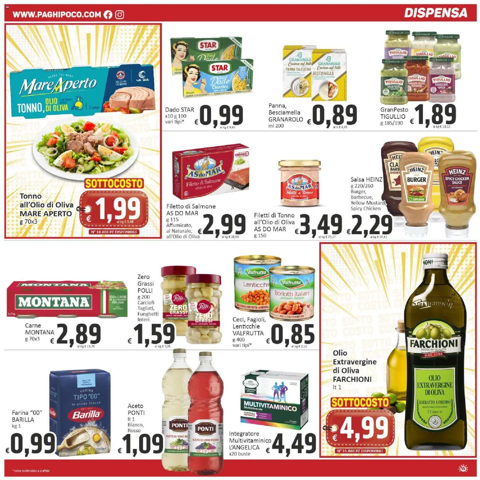 Volantino Paghi Poco del 23/10/2026 | Pagina: 15 | Prodotti: Salmone, Barilla, Pistacchi, Panna da cucina