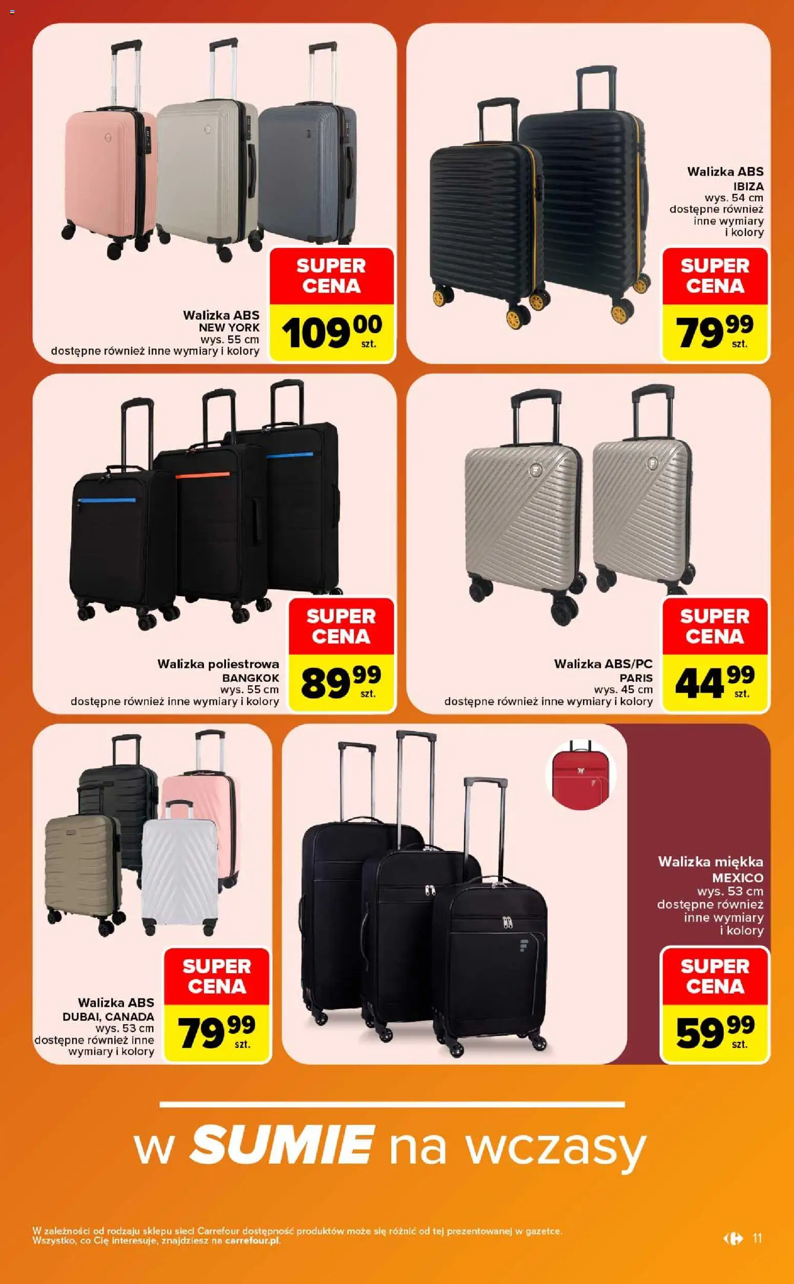 Carrefour gazetka - Same okazje od 24.08.2026 | Strona: 11 | Produkty: Walizka ABS, Walizka