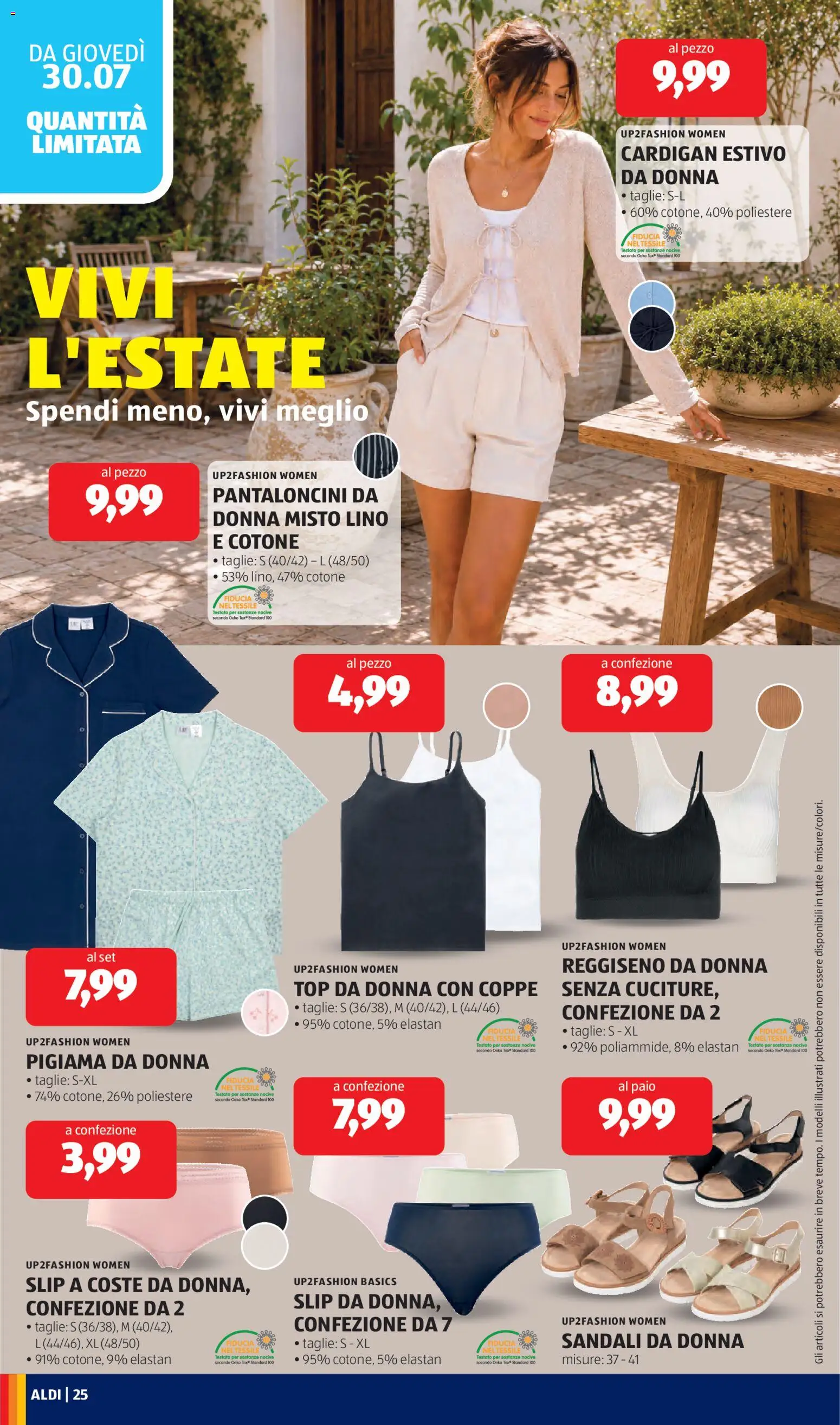 Volantino Aldi del 27/07/2026 | Pagina: 24 | Prodotti: Reggiseno, Pigiama, Sandali, Cardigan