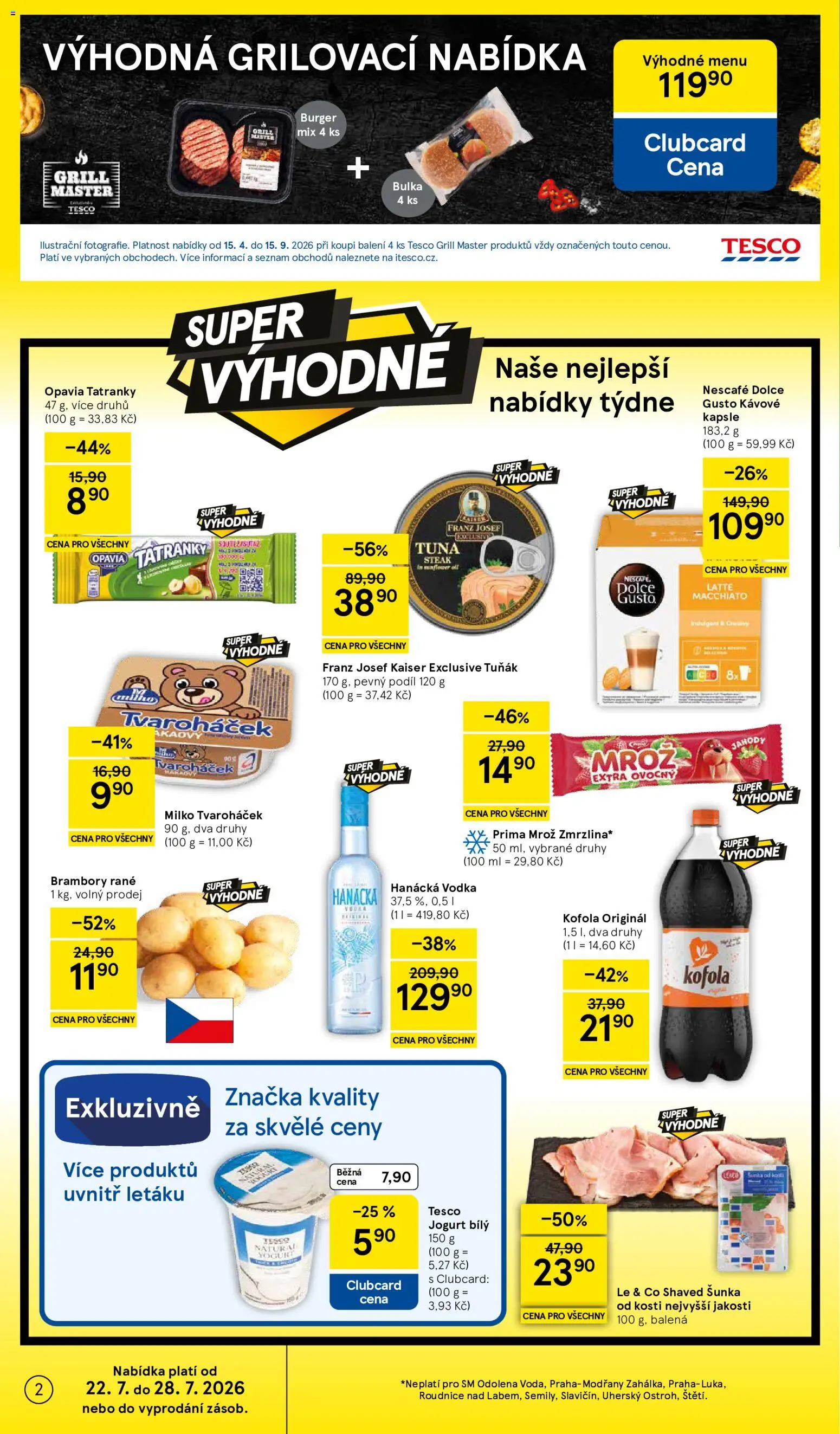 Tesco leták - Supermarket od 22.07.2026 | Strana: 2 | Produkty: Dolce Gusto, Tuňák, Jogurt, Jahody