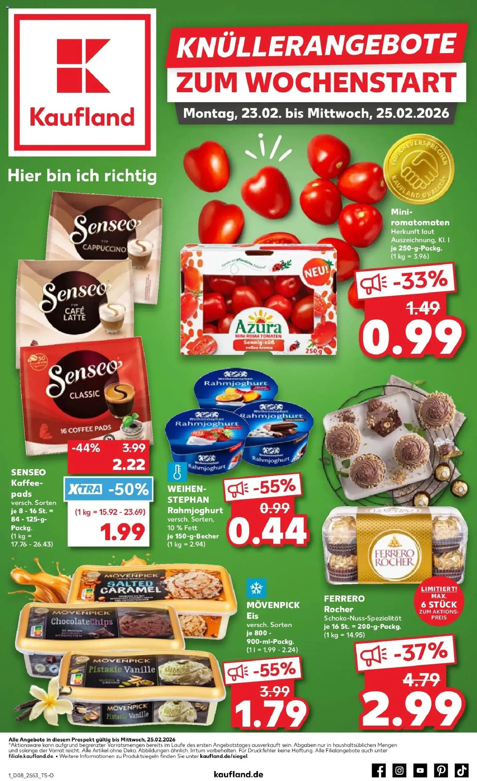 Kaufland prospekt Buchen	 – gültig ab 22.02.2026 | Seite: 1 | Produkte: Senseo, Kaffee, Tomaten, Eis
