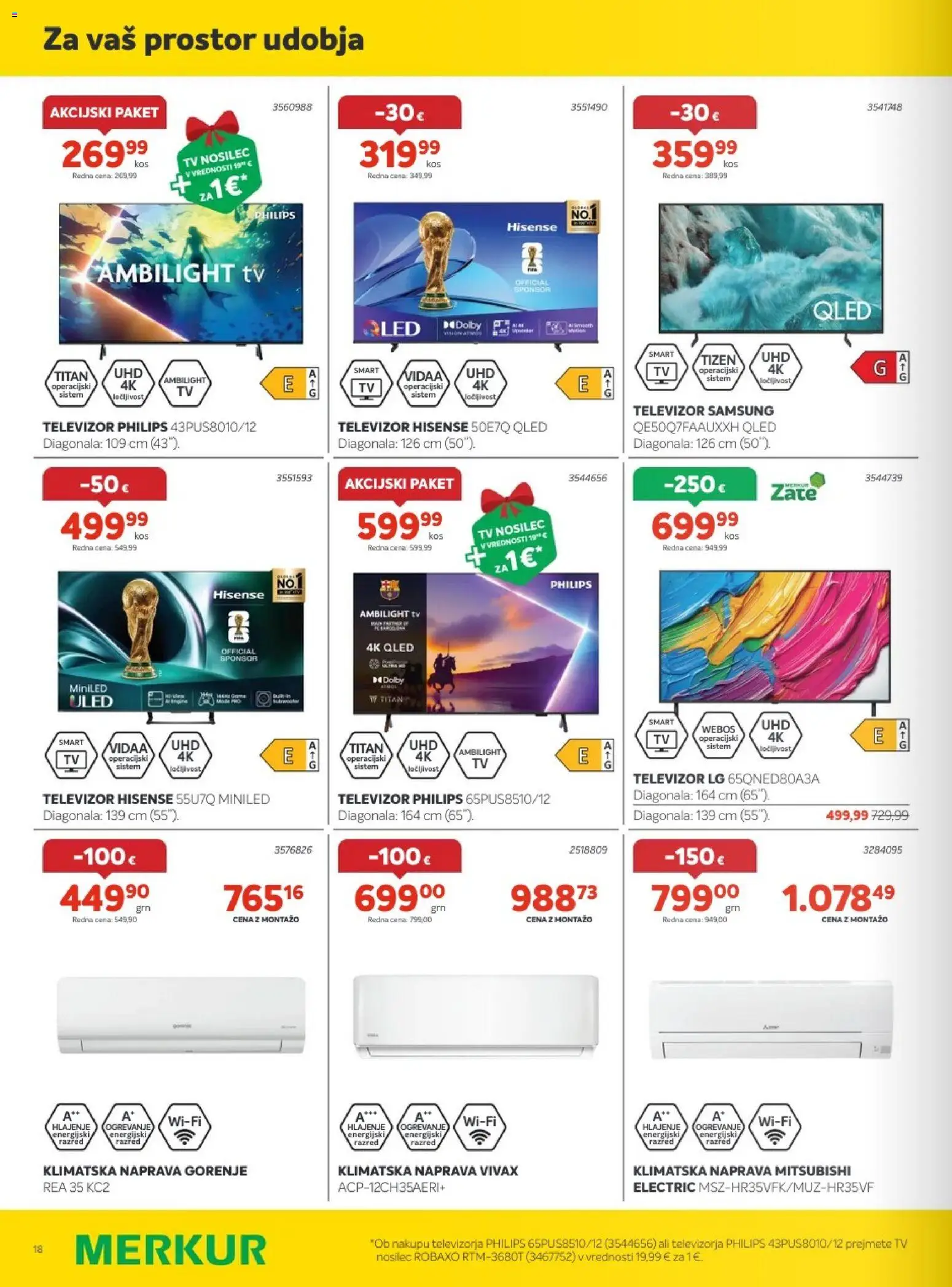 Novi Merkur katalog ponudbe – veljaven od 03.06.2026 | Stran: 18 | Izdelki: Televizor, Tv, Klimatska naprava