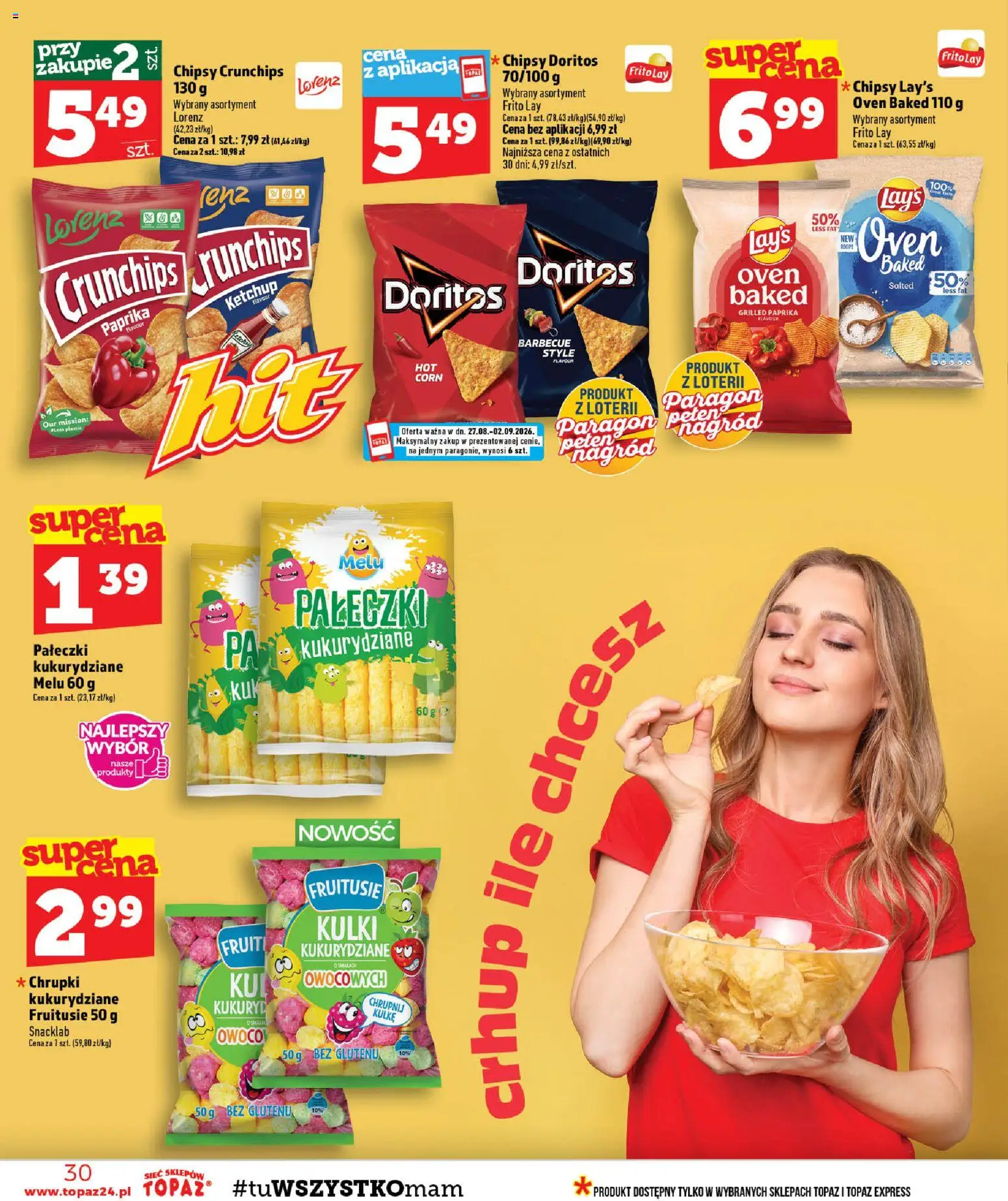 Topaz gazetka - MAZ od 27.08.2026 | Strona: 30 | Produkty: Chipsy, Ketchup, Chrupki, Doritos