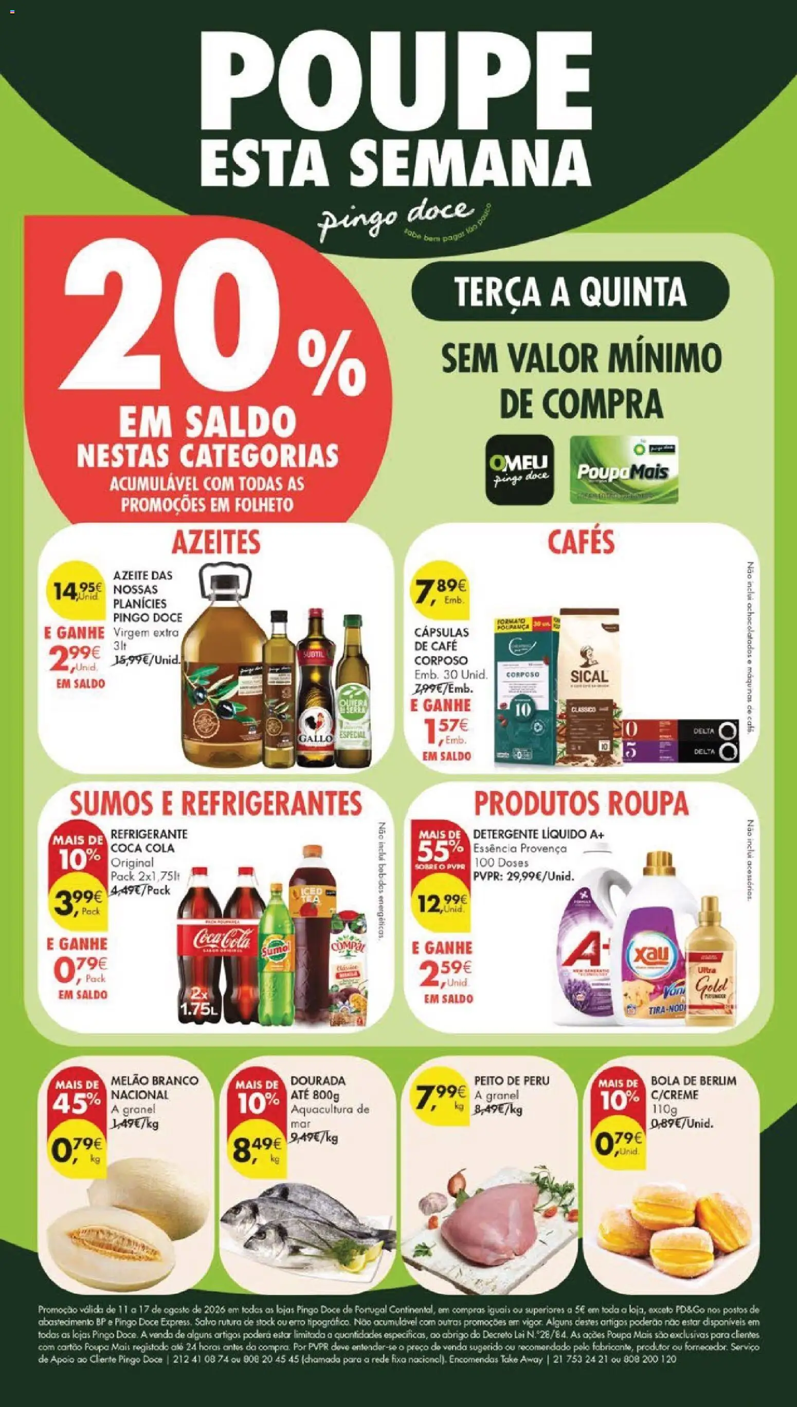 Pingo Doce folheto │ válido de 11/08/2026 | Página: 1 | Produtos: Peito de peru, Peru, Café, Melão
