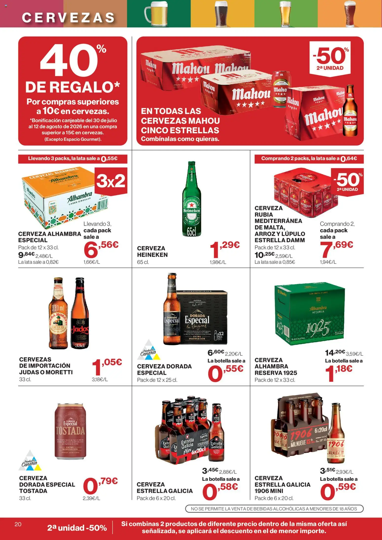 Supercor Canarias │ válido desde el 16/07/2026 | Página: 20 | Productos: Cerveza, Arroz, Σπανάκι