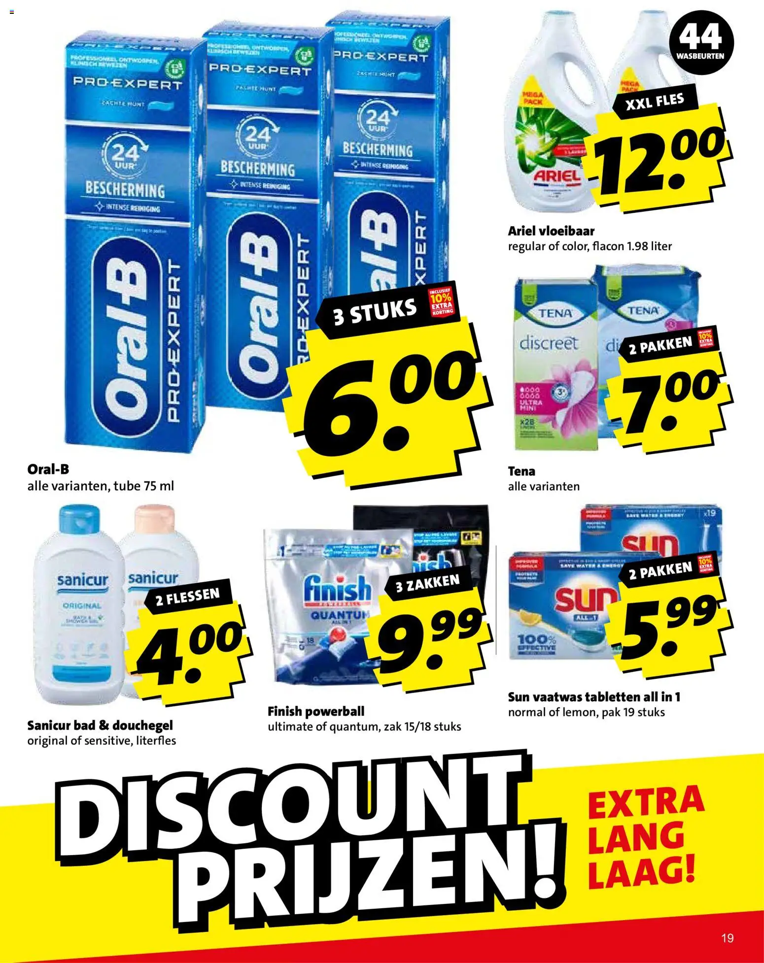 {H1} | Pagina: 19 | Producten: Vaatwas tabletten, Fles, Zak, Douchegel