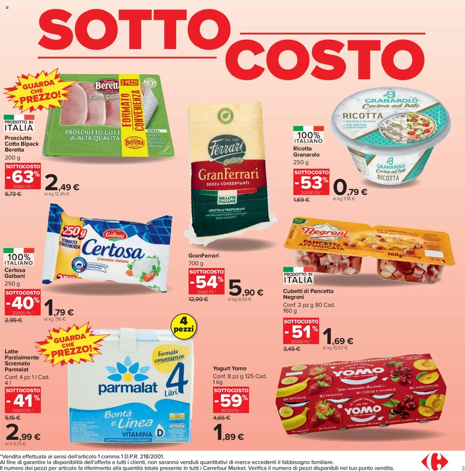 Volantino Carrefour del 04/09/2026 | Pagina: 3 | Prodotti: Yogurt, Ricotta, Albicocche, Crescenza