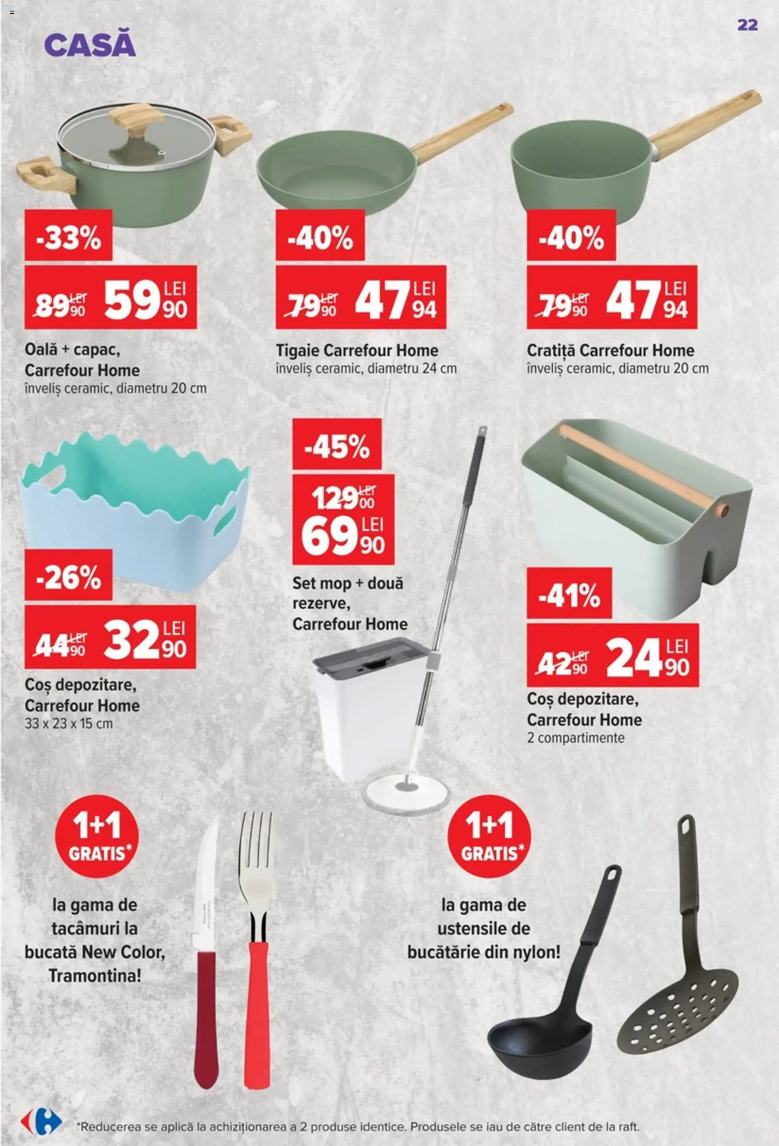 Noul catalog Carrefour – valabil de la 09.09.2026 | Pagină: 22 | Produse: Oală, Mop, Coș, Bucătărie