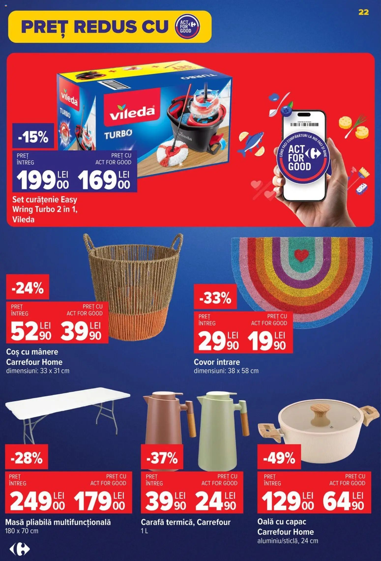 Noul catalog Carrefour – valabil de la 09.09.2026 | Pagină: 22 | Produse: Tigaie, Oală, Mop, Coș
