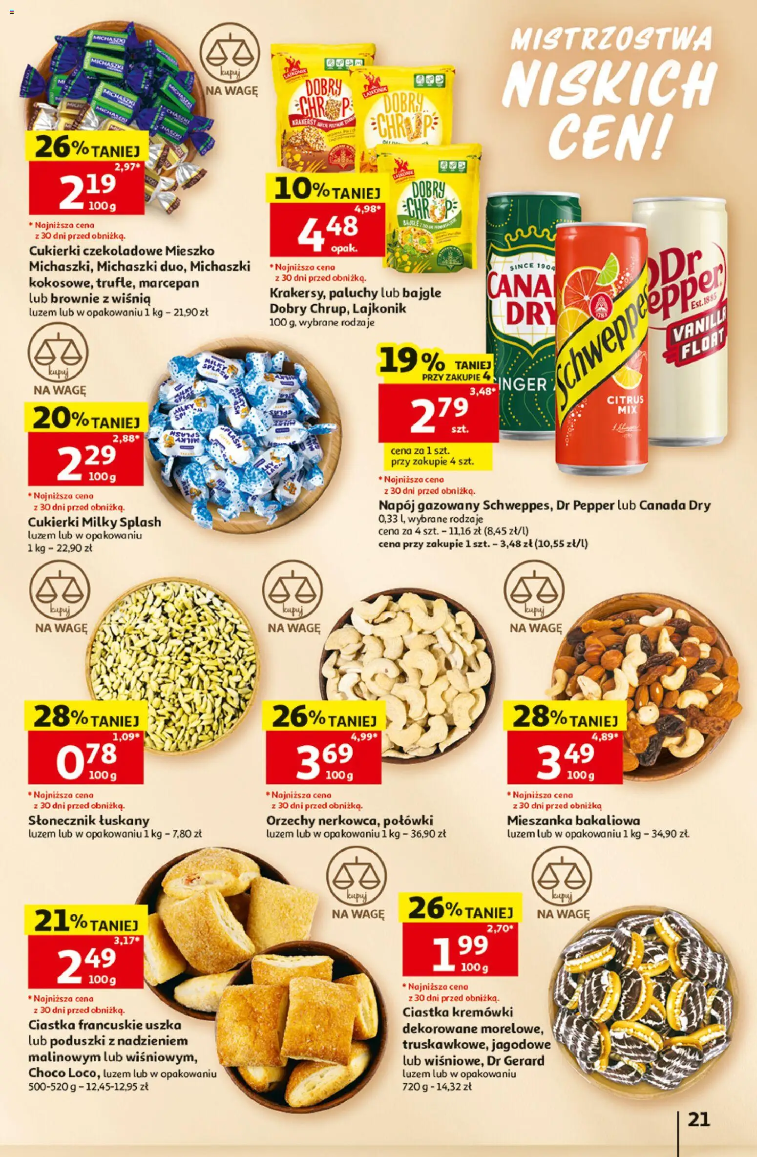 Auchan gazetka - 30 Lat Hipermarket od 02.07.2026 | Strona: 21 | Produkty: Cukierki czekoladowe, Słonecznik, Orzechy, Marcepan