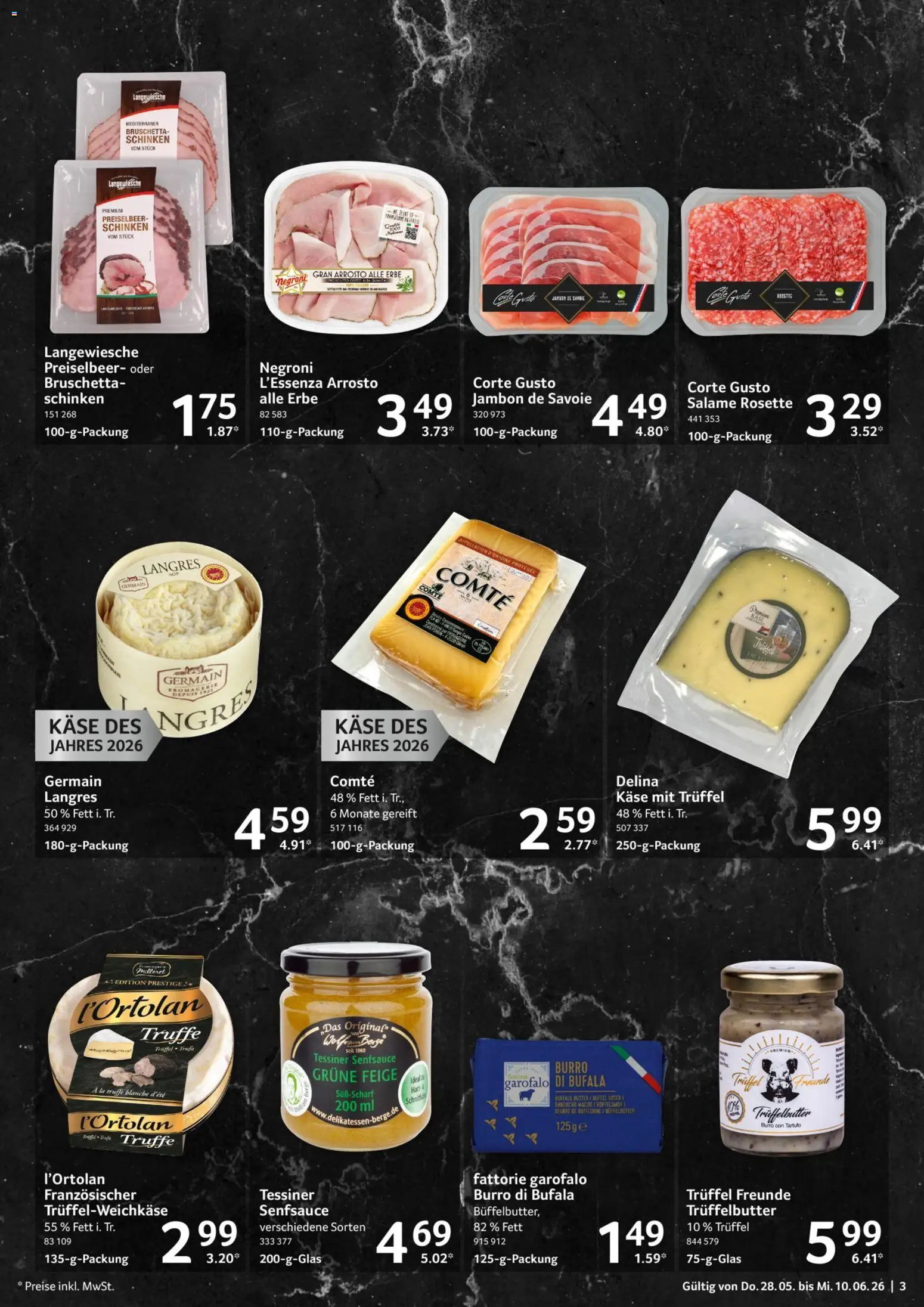 Selgros Genießer & Feinschmecker – gültig ab 28.05.2026 | Seite: 3 | Produkte: Butter, Käse, Schinken