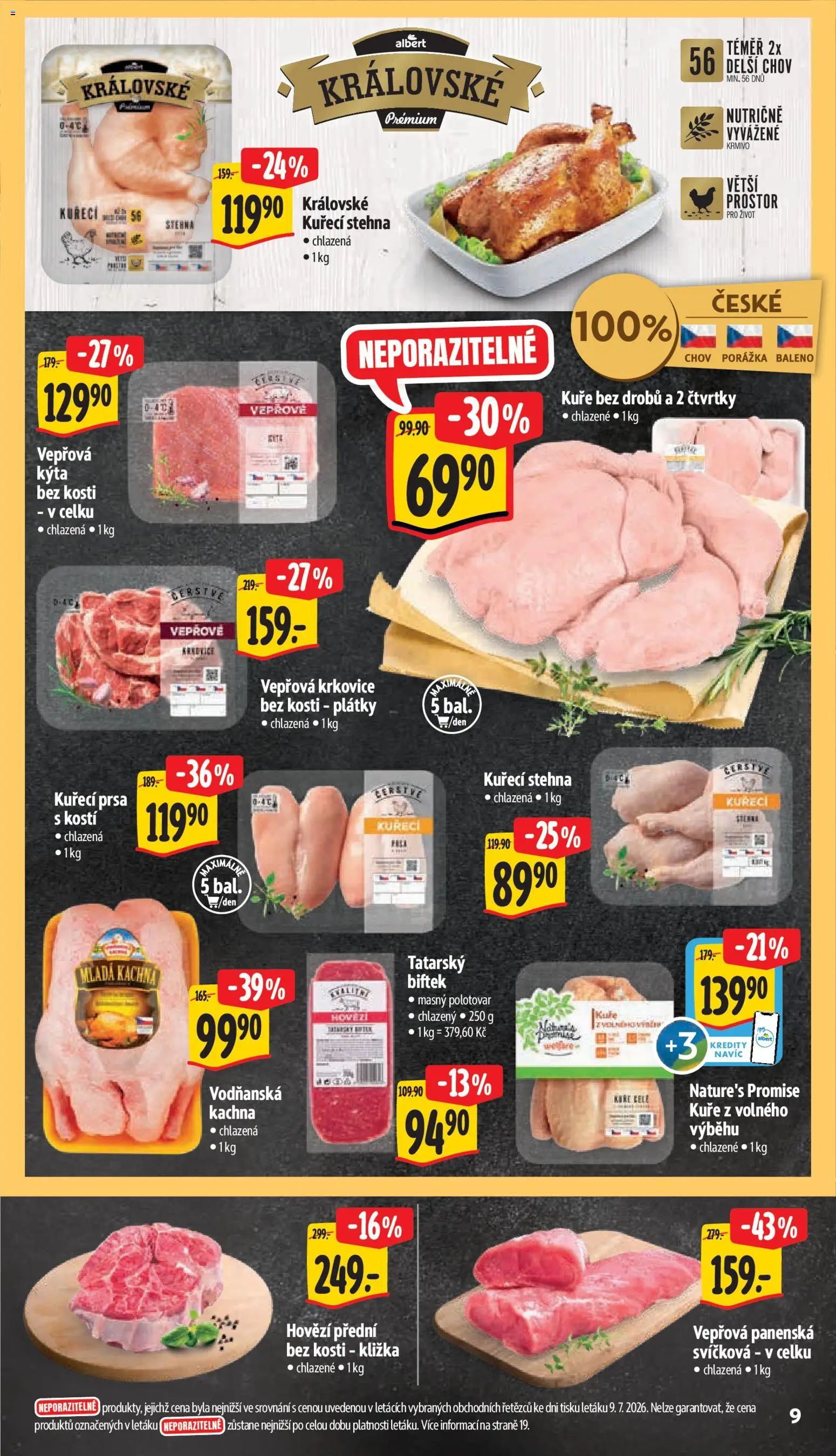 Albert leták - Supermarket - Praha Taškent od 15.07.2026 | Strana: 17 | Produkty: Steak, Vepřová krkovice bez kosti, Tatarský biftek, Kuřecí stehna