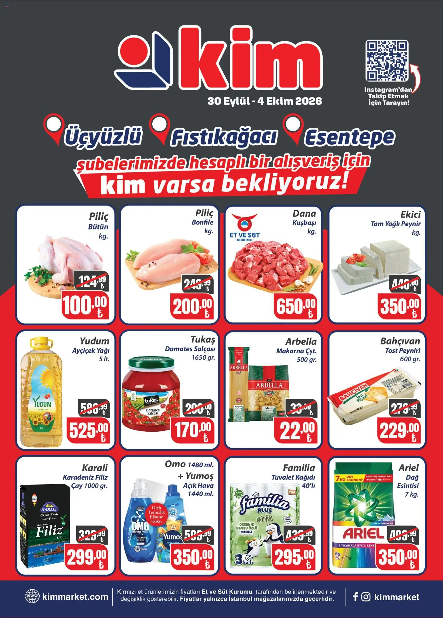 Kim Market Katalog - 30 Eylül 2026 tarihinden itibaren geçerlidir | Sayfa: 1 | Ürünler: Makarna, Et, Piliç, Bonfile