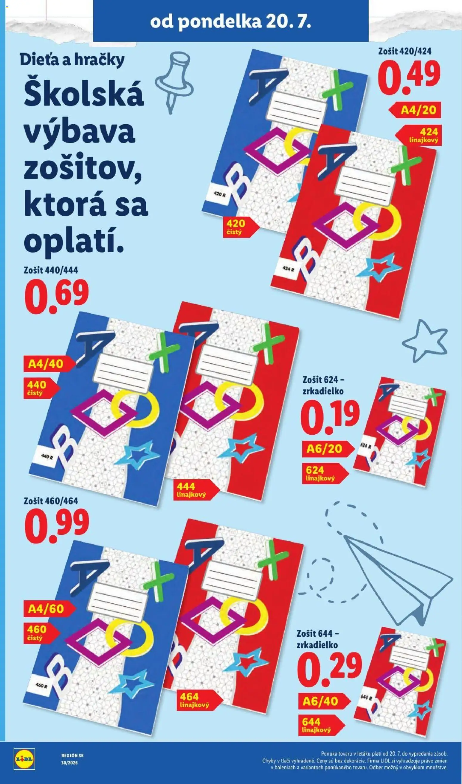 Nové Lidl akcie – leták je platný od 20.07.2026 | Strana: 56 | Produkty: Zošit, Notebook, Hračky