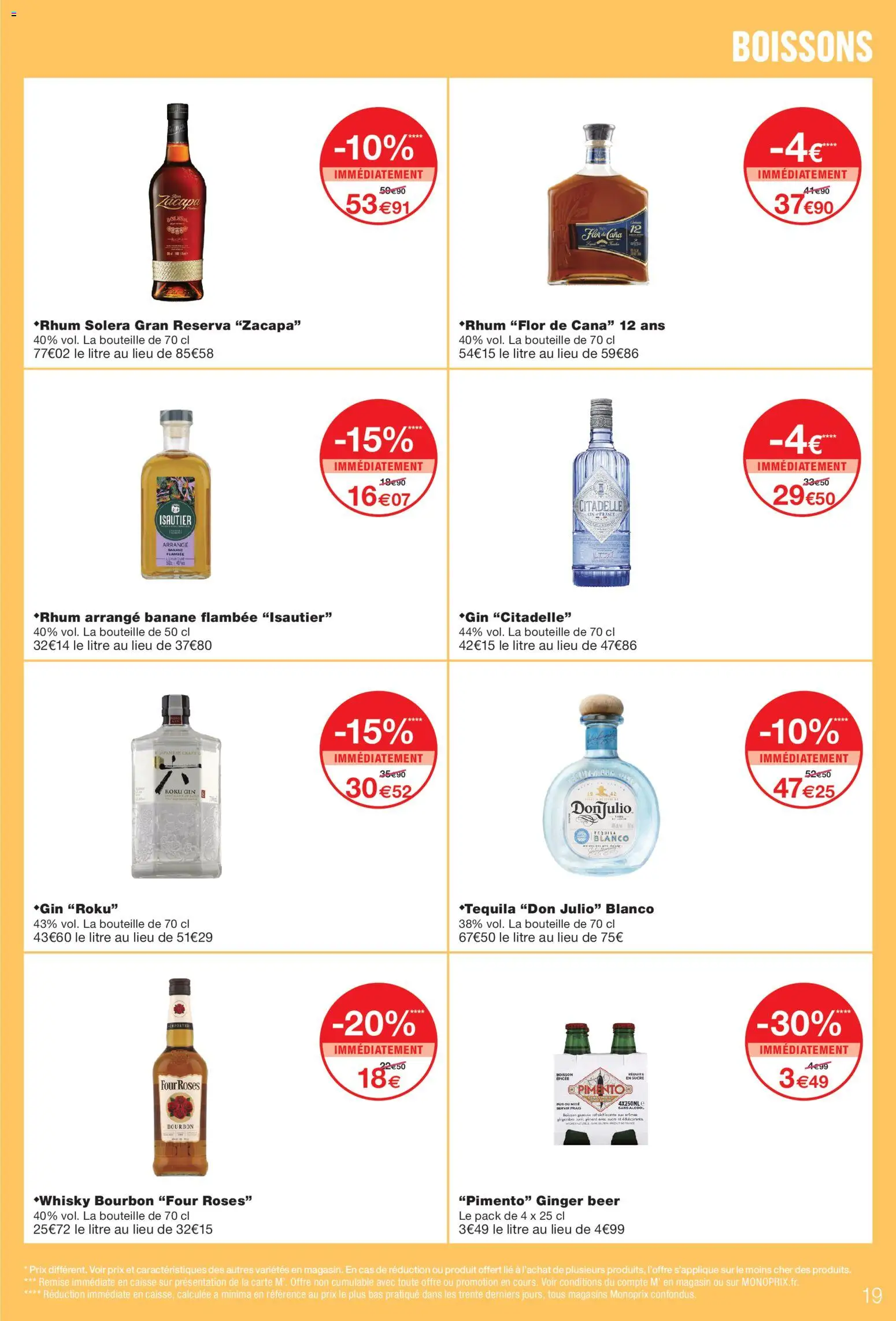 {H1} | Page: 19 | Produits: Sucre, Boisson, Bourbon, Gin