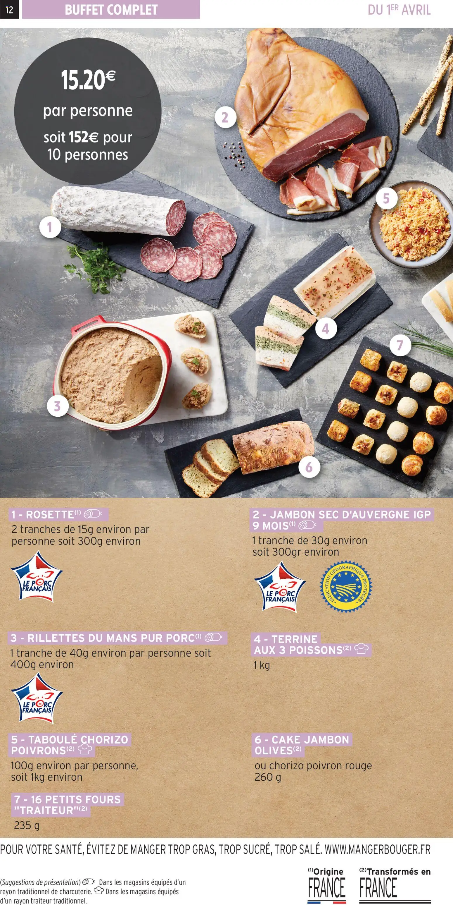 {H1} | Page: 12 | Produits: Poivron, Buffet, Jambon, Porc
