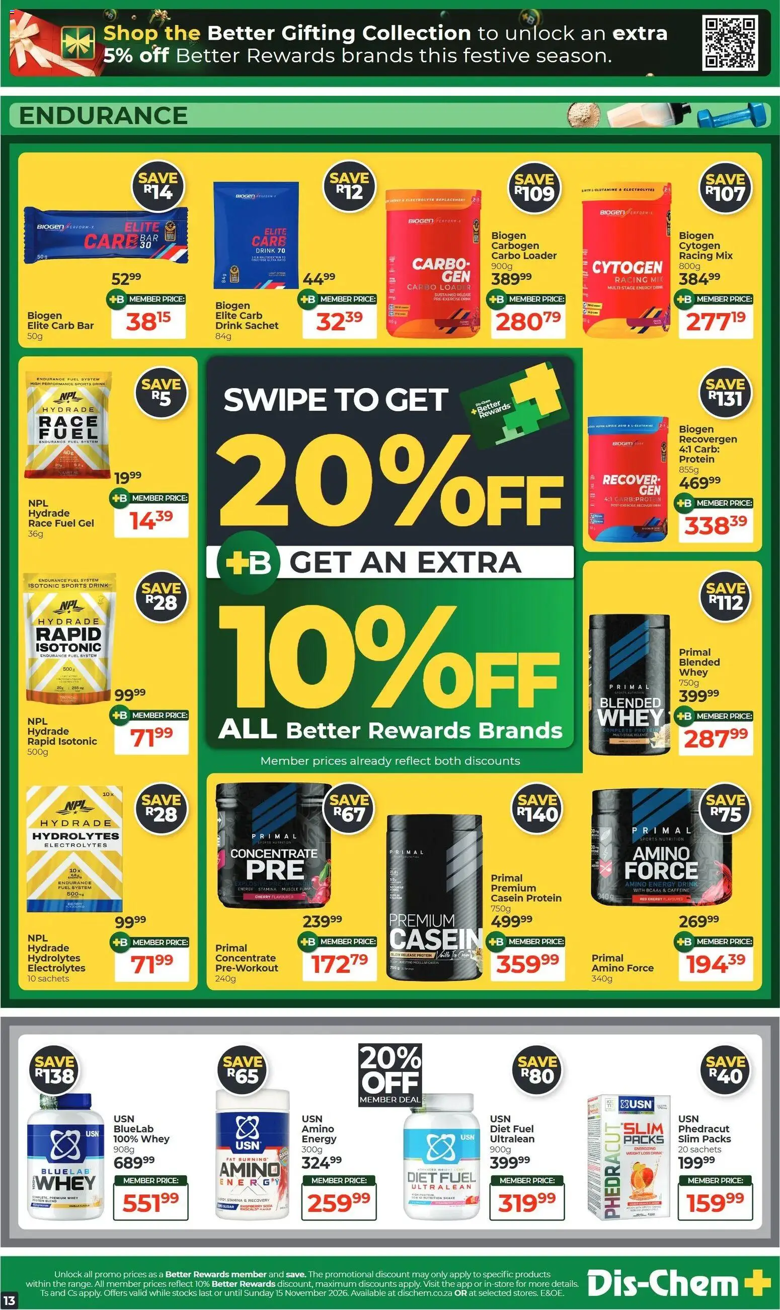 New Dis-Chem catalogue – valid from 20/10/2026 | Page: 13 | Products: Case, Energy drink, Sugar, Sports drink
