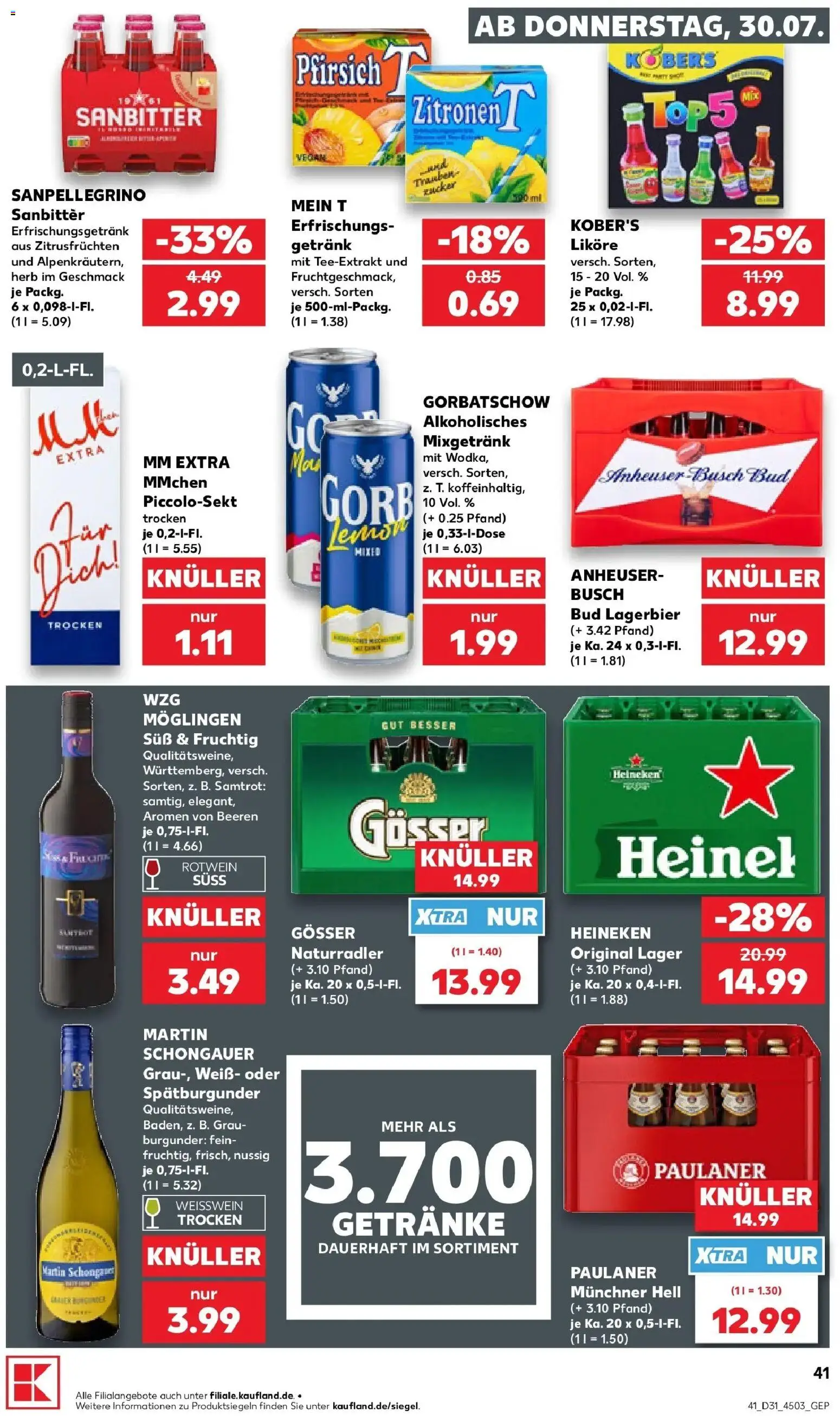 Kaufland Prospekt Kulmbach – gültig ab 30.07.2026 | Seite: 41 | Produkte: Weißwein, Pfirsich, Paulaner, Zitronen